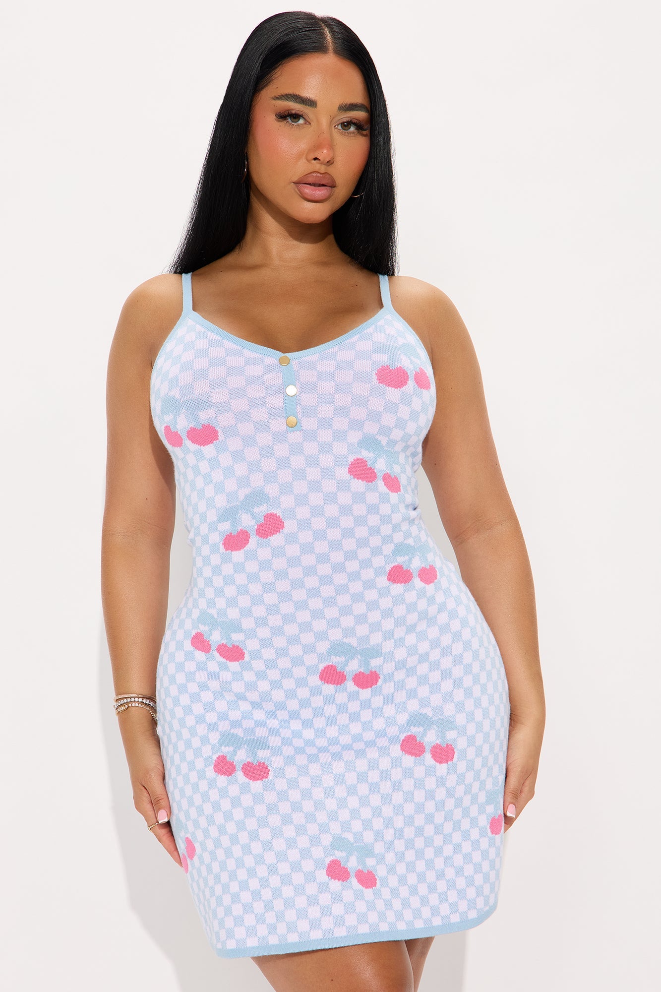 Sweet Life Checkered Mini Dress - Blue/combo