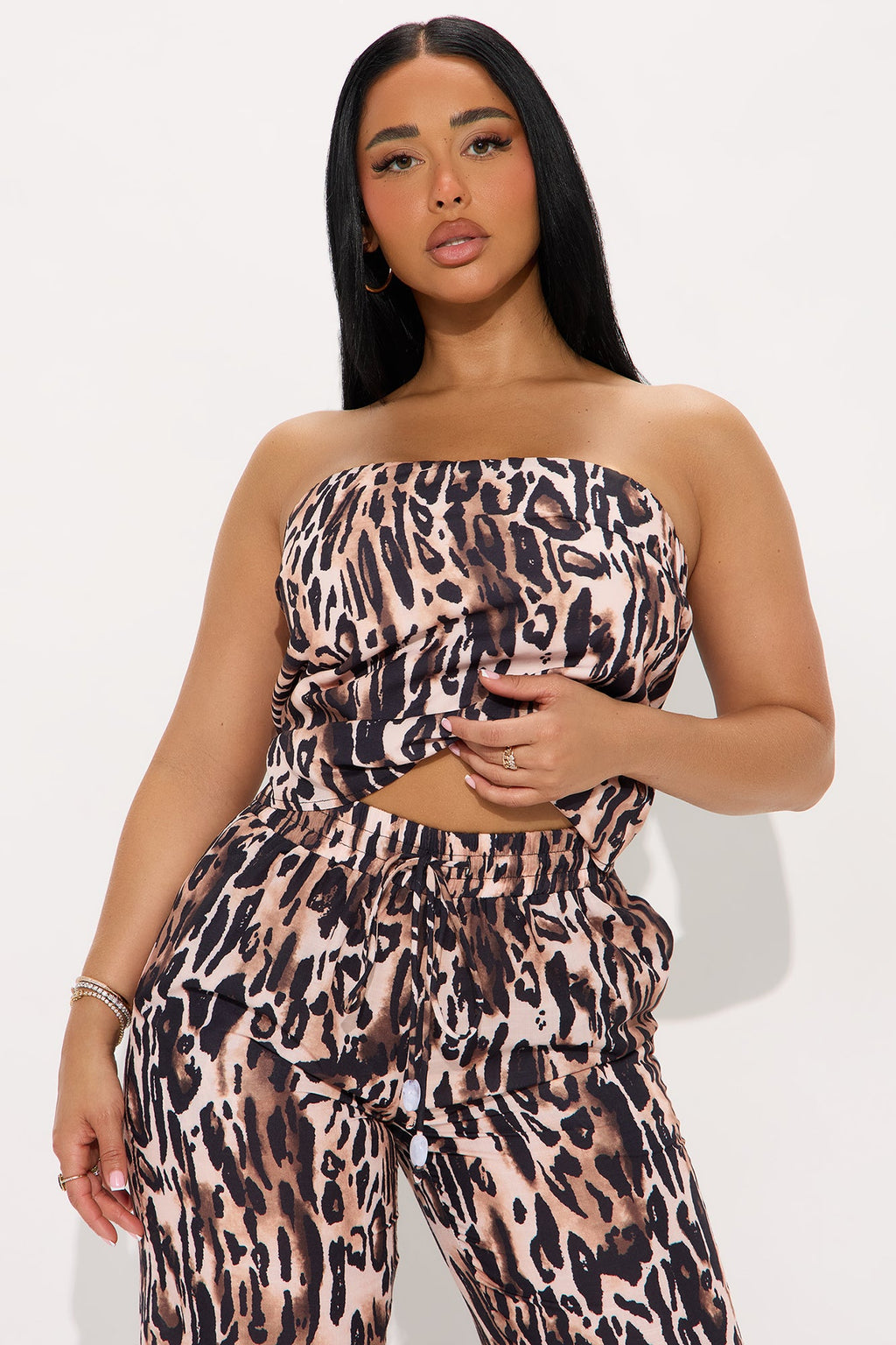 Fierce Instinct Leopard Pant Set - Brown Combo