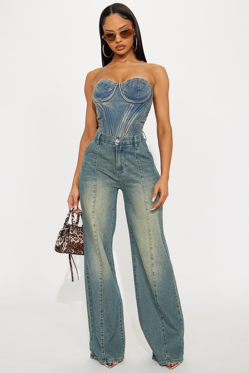 High Value Wide Leg Trouser Jeans - Vintage Wash