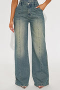 High Value Wide Leg Trouser Jeans - Vintage Wash