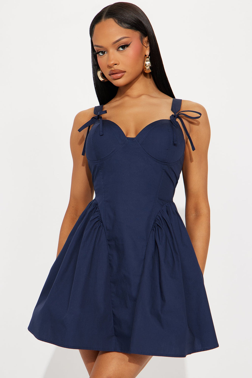 Sheryl Stretch Poplin Mini Dress - Navy