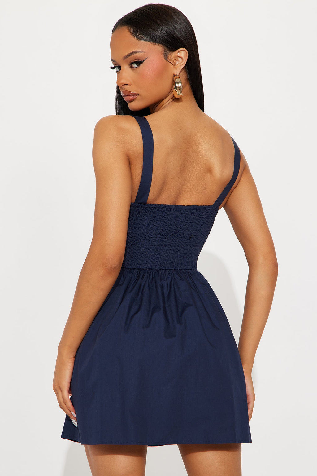 Sheryl Stretch Poplin Mini Dress - Navy