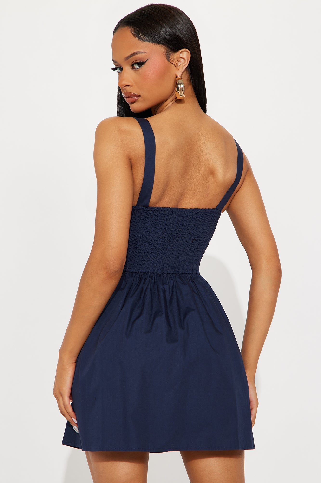 Sheryl Stretch Poplin Mini Dress - Navy