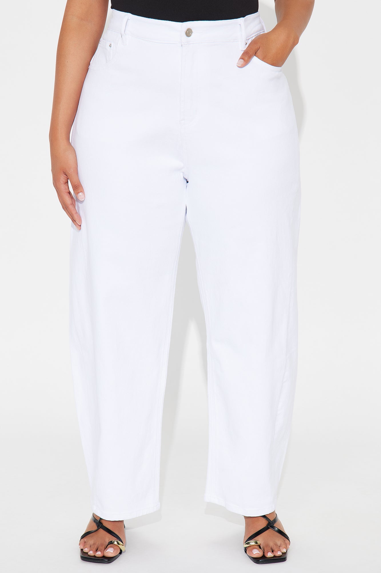 Allegra Barrel Pant - White