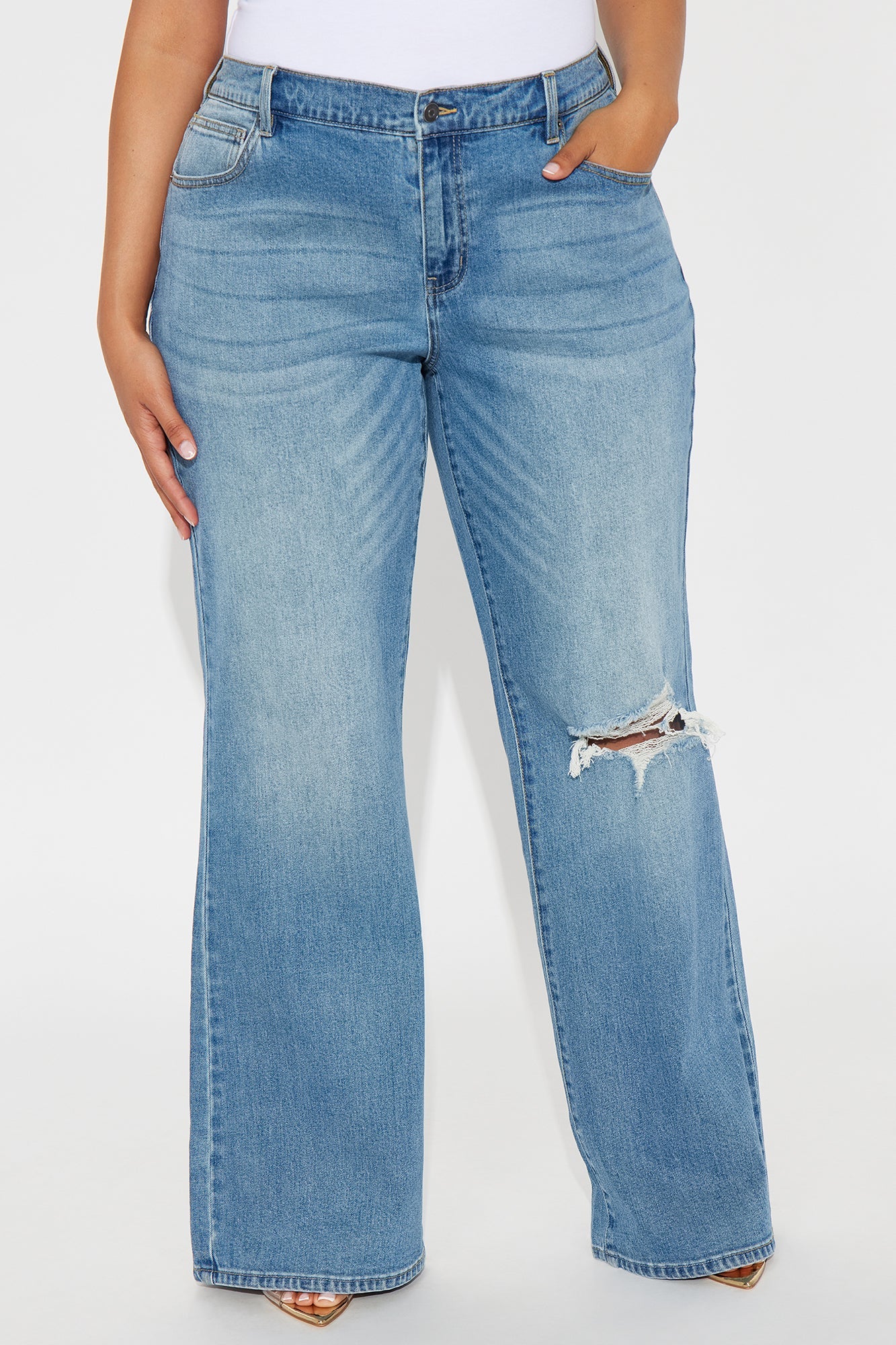 Down Your Block Flare Jeans - Medium Wash
