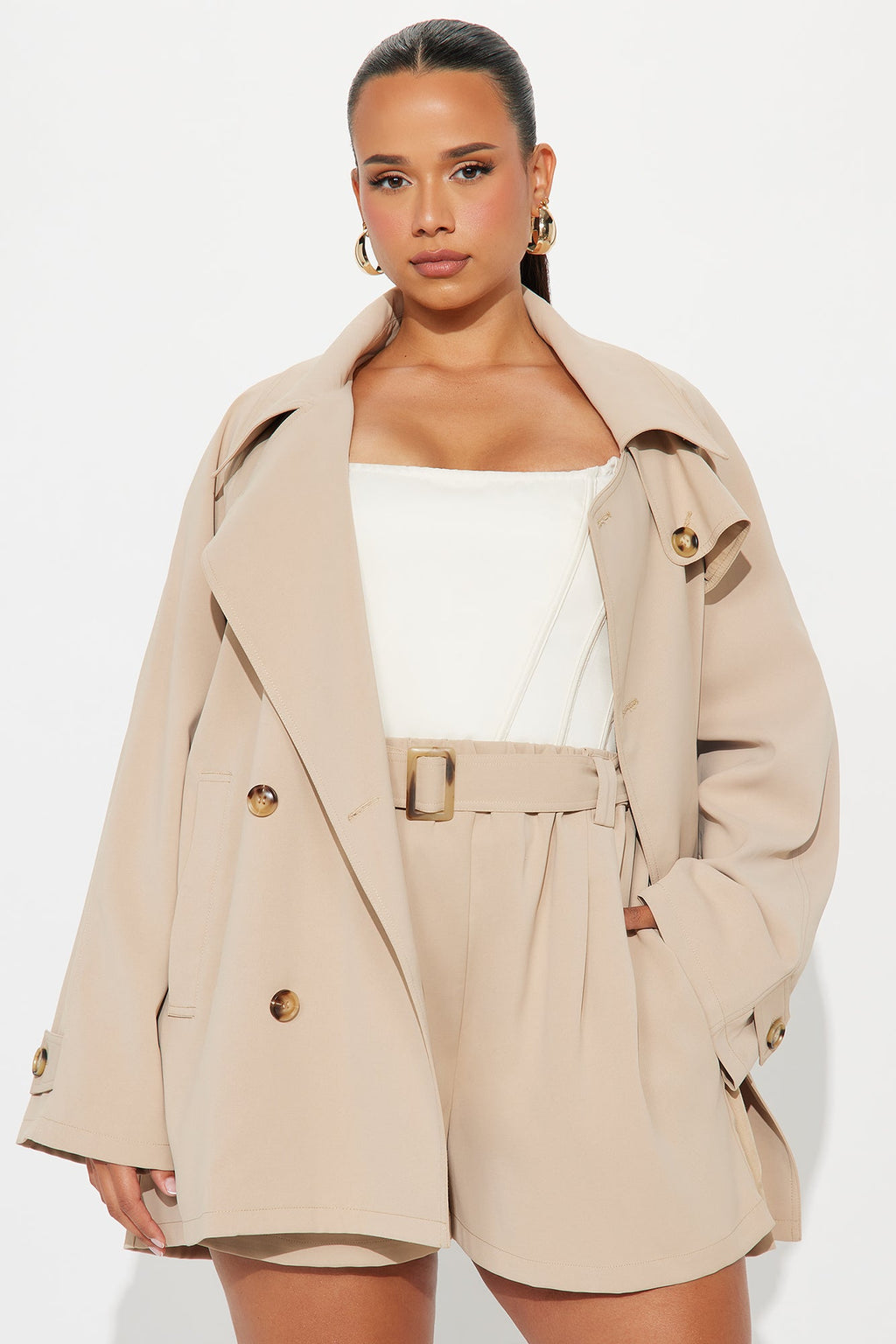 Matilda Double-Breasted Trench Coat - Tan