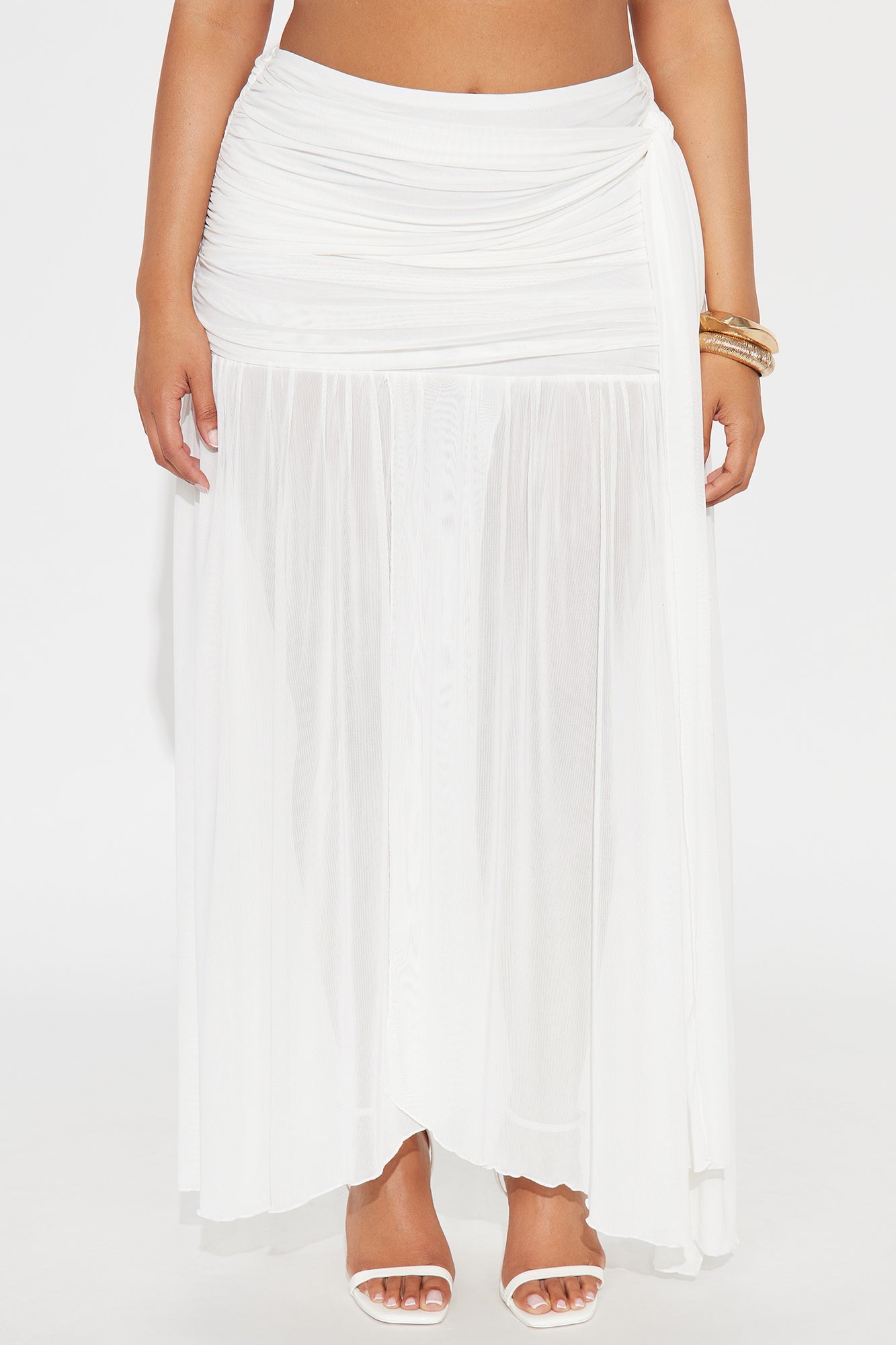 Midnight In Mykonos Sheer Mesh Maxi Skirt - White