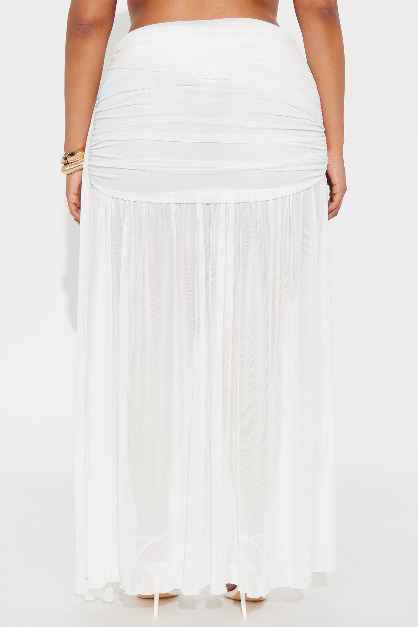 Midnight In Mykonos Sheer Mesh Maxi Skirt - White