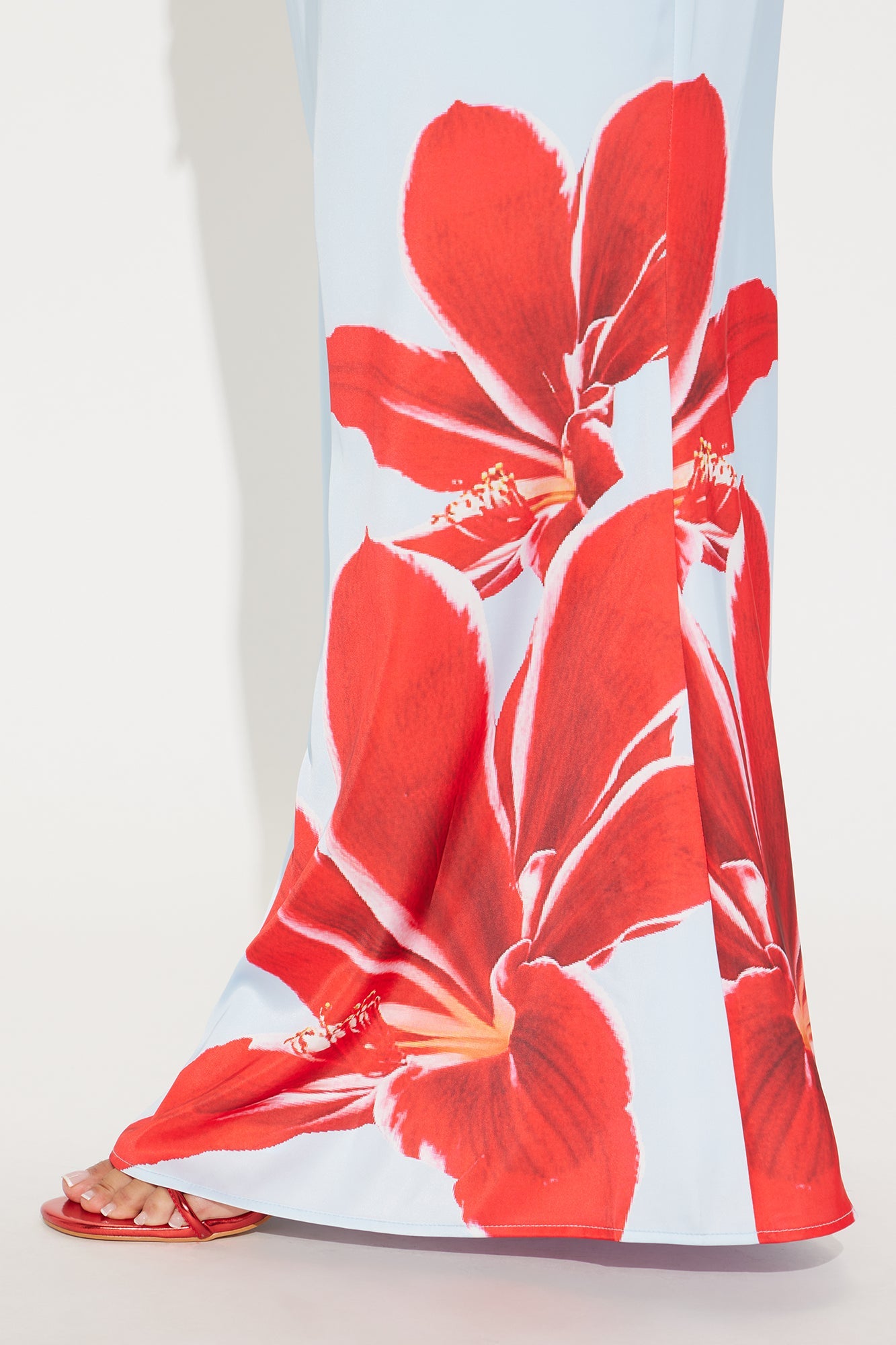 Talia Satin Floral Maxi Skirt - Blue/combo