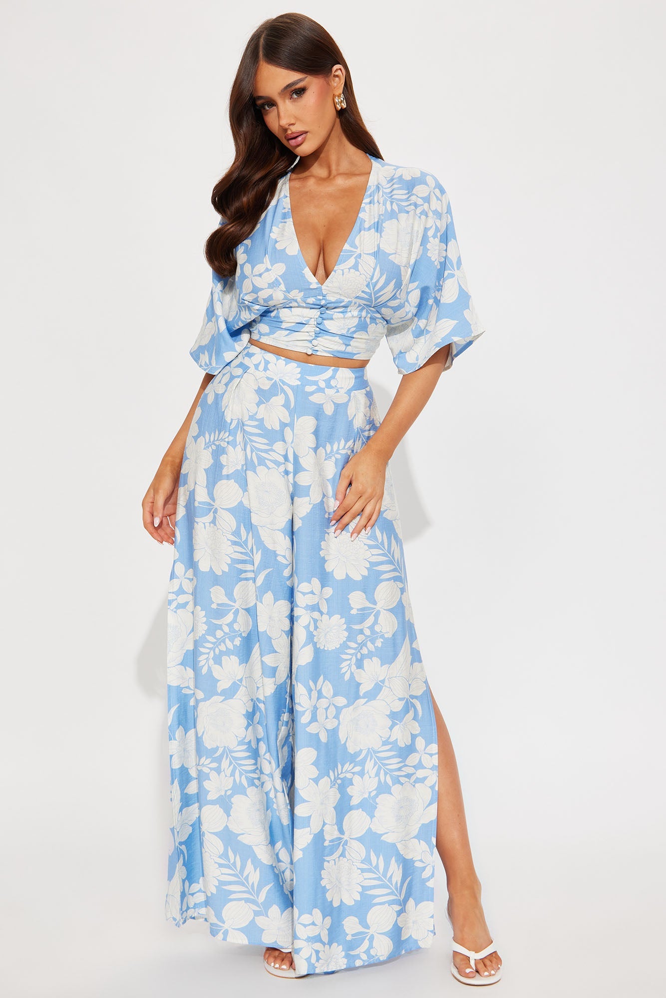 Wander In Paradise Pant Set - Light Blue