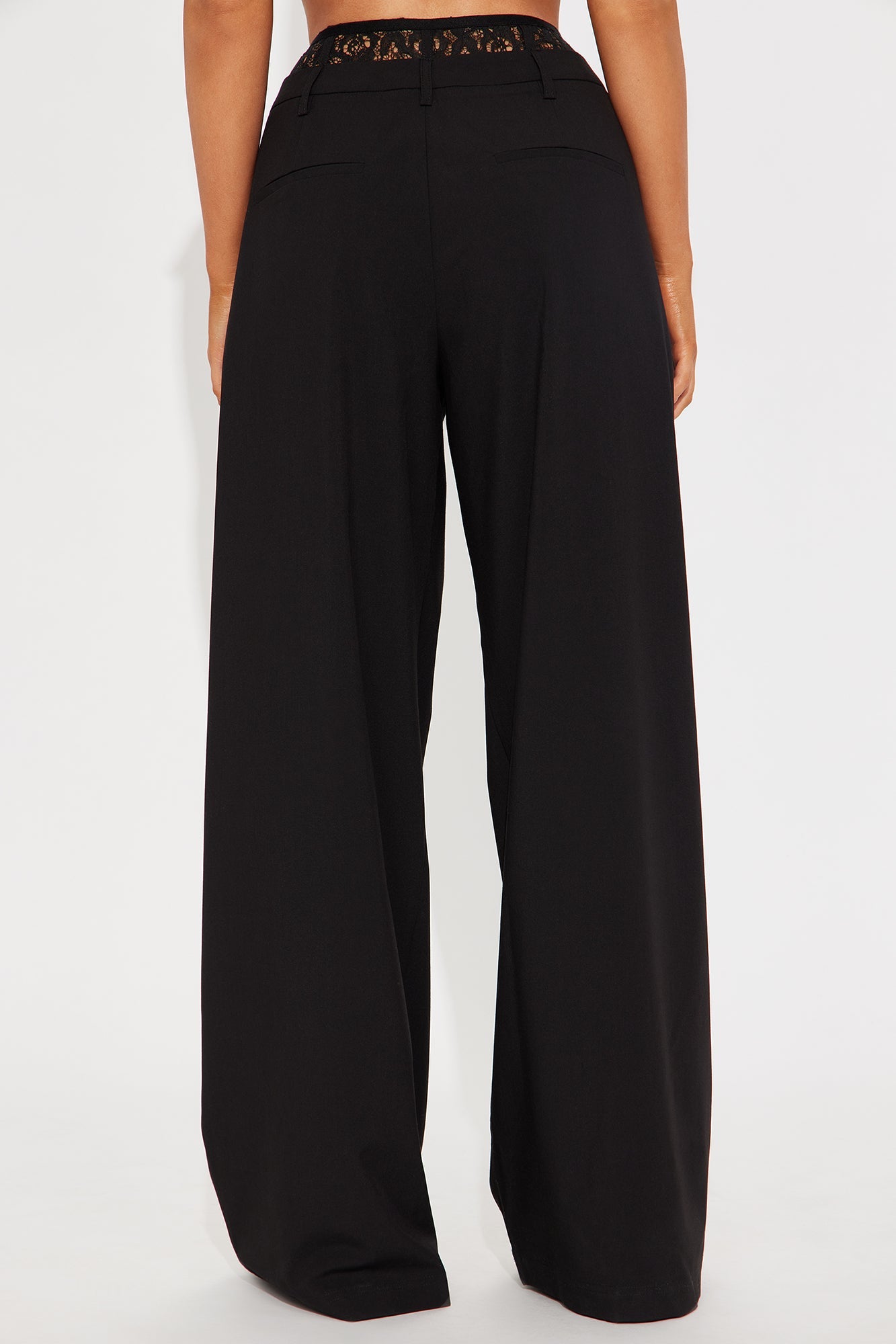 Sneak Peek Corset Inset Wide Leg Pant - Black
