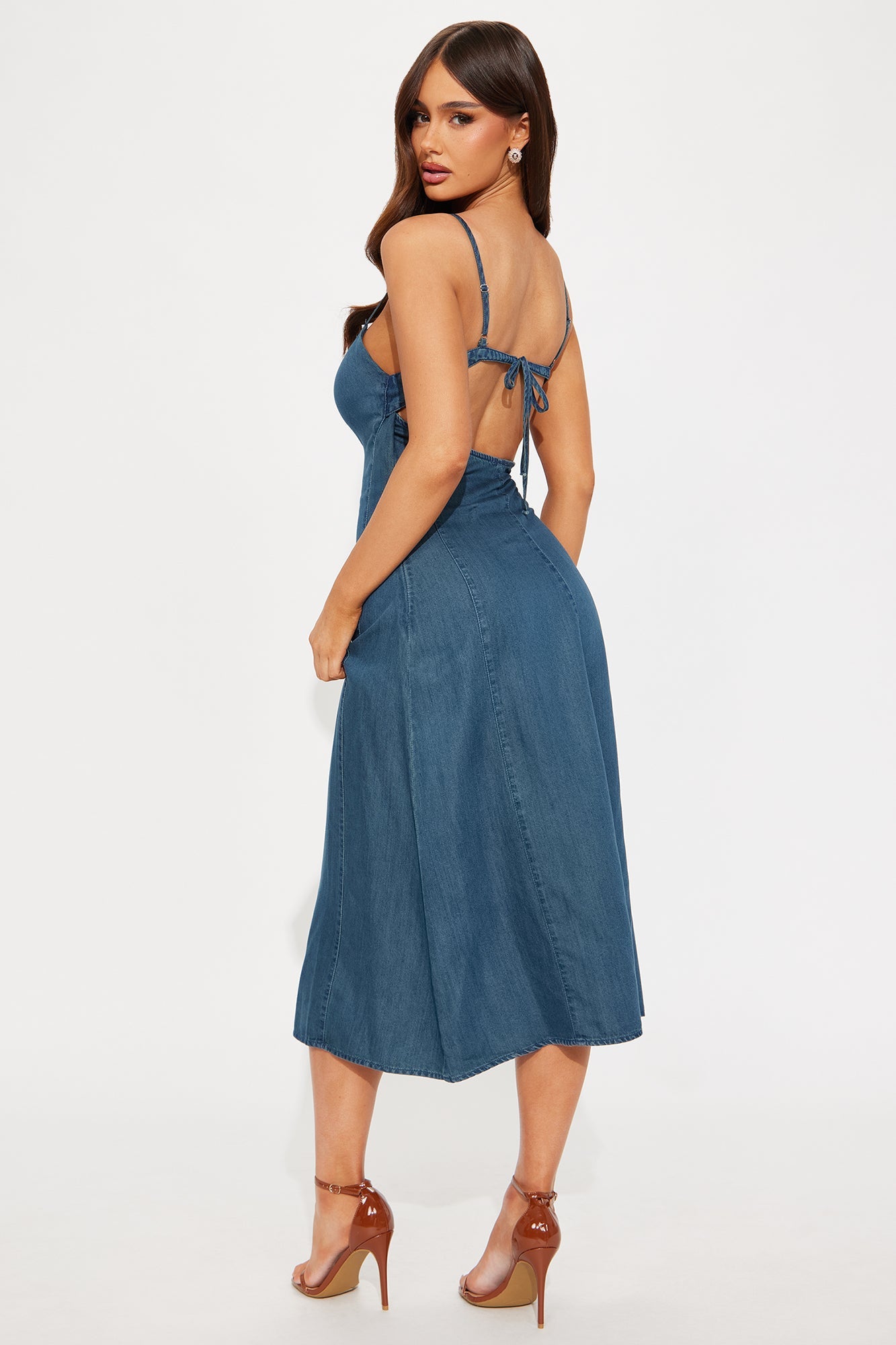 Yara Denim Midi Dress - Medium Wash