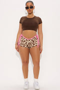 Not Your Wife Leopard Micro Short - Brown/combo