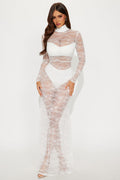 Keila Long Sleeve Lace Maxi Dress - Off White
