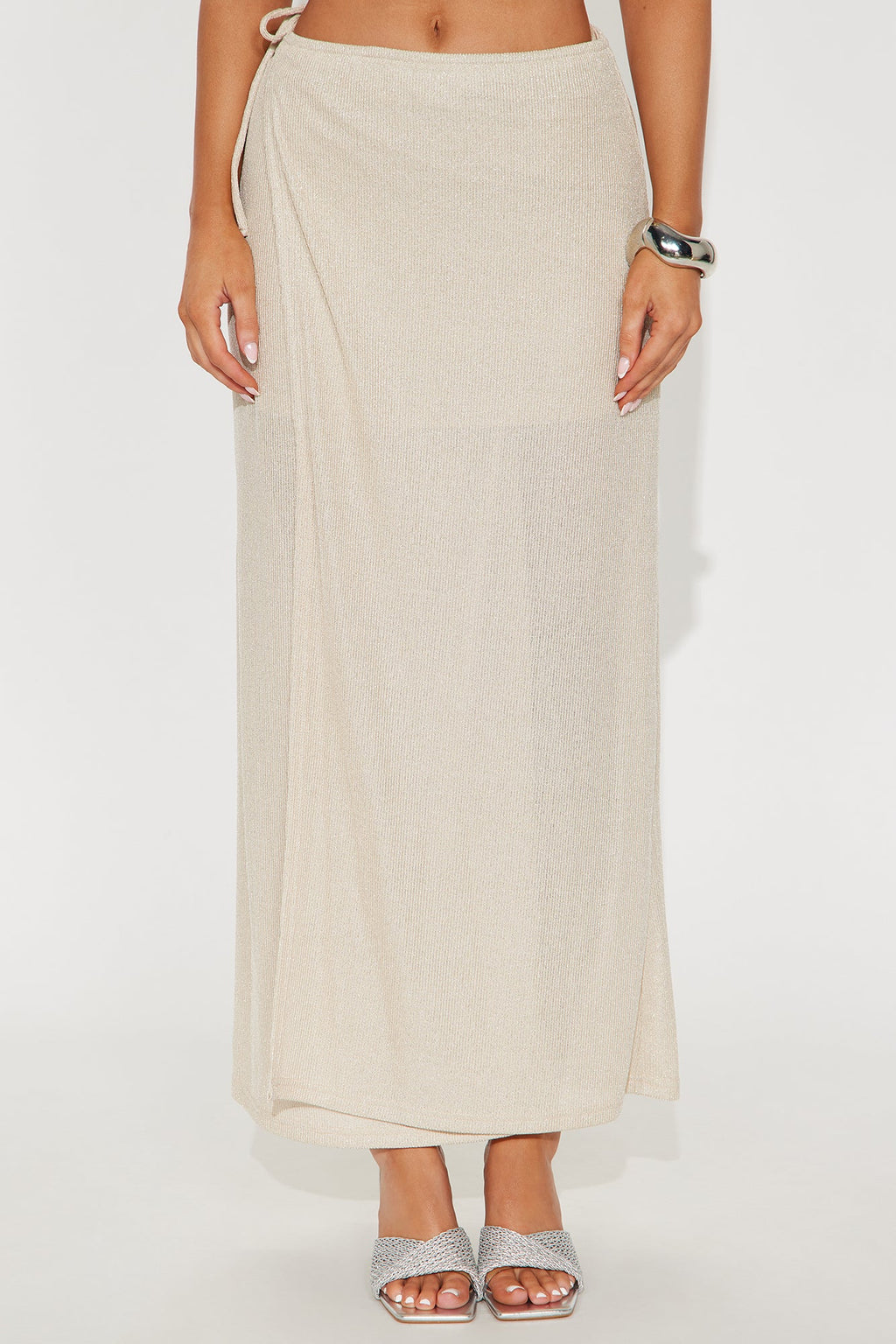 Allegra Shine Wrap Midi Skirt - Gold