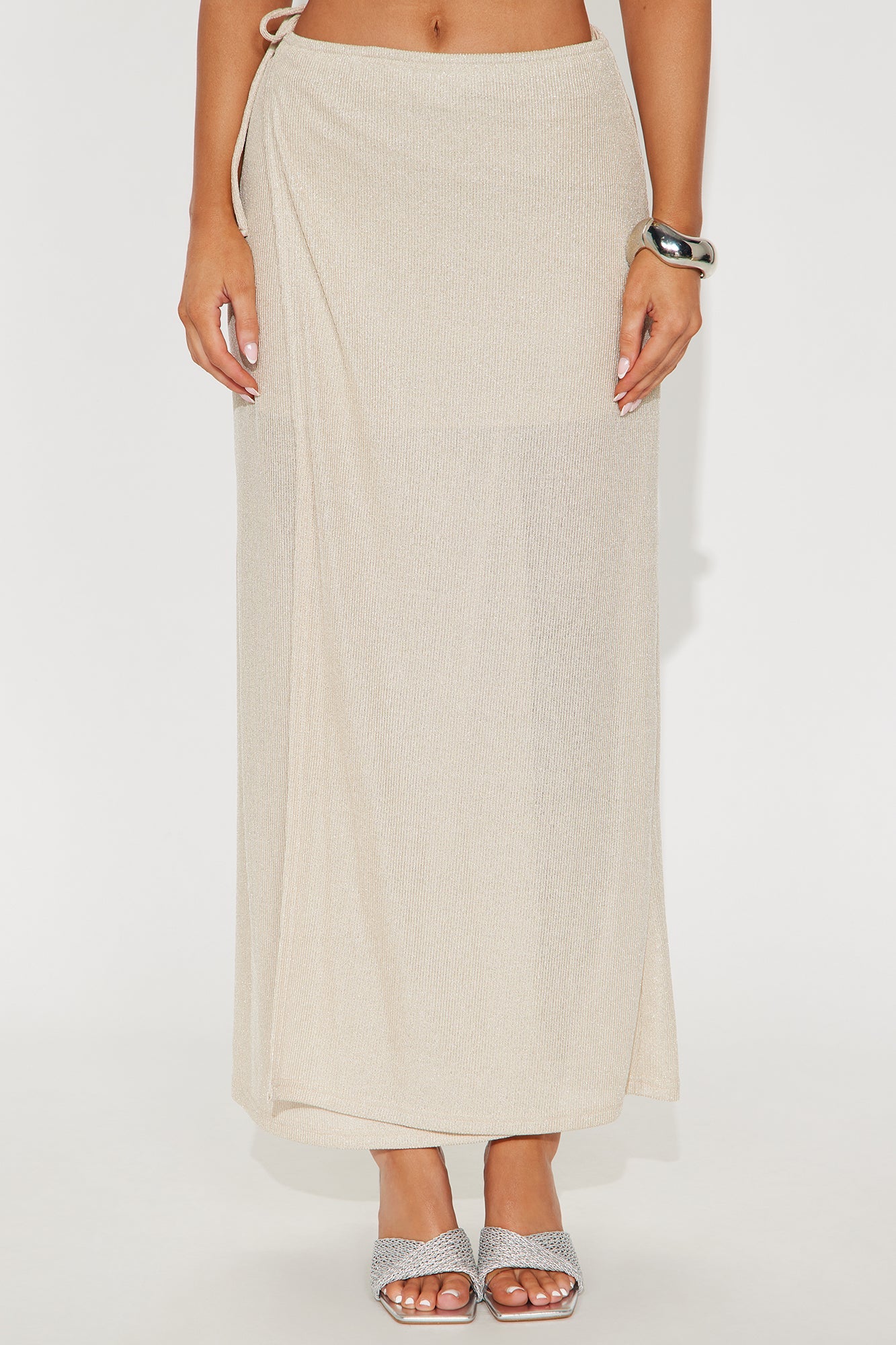 Allegra Shine Wrap Midi Skirt - Gold
