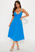 Miranda V Neck Midi Dress - Royal