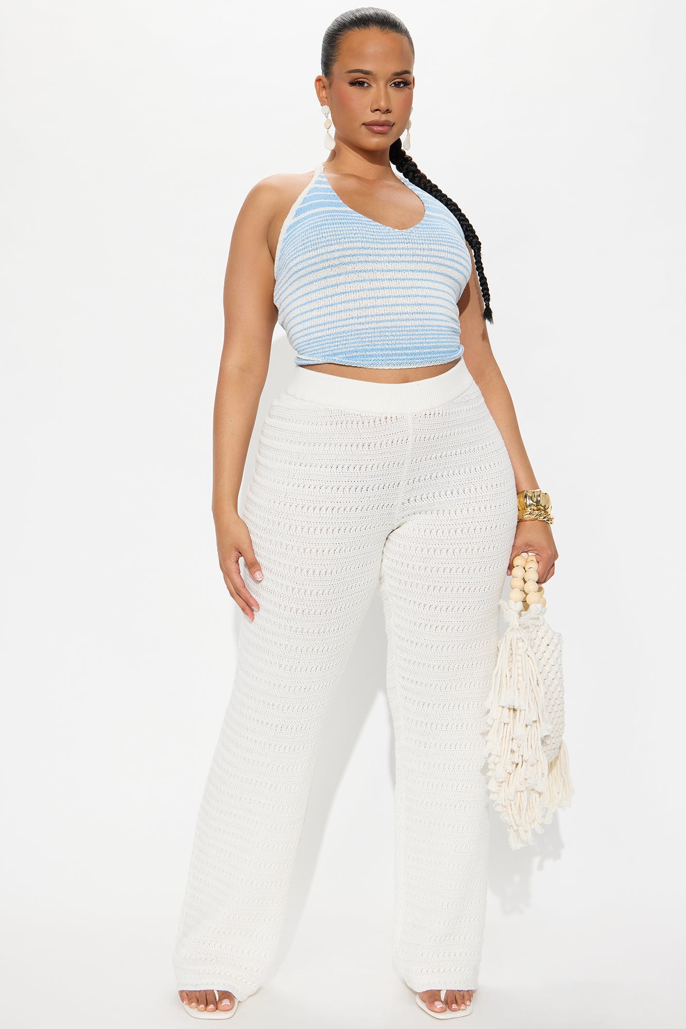 Live In Style Crochet Straight Leg Pant - White