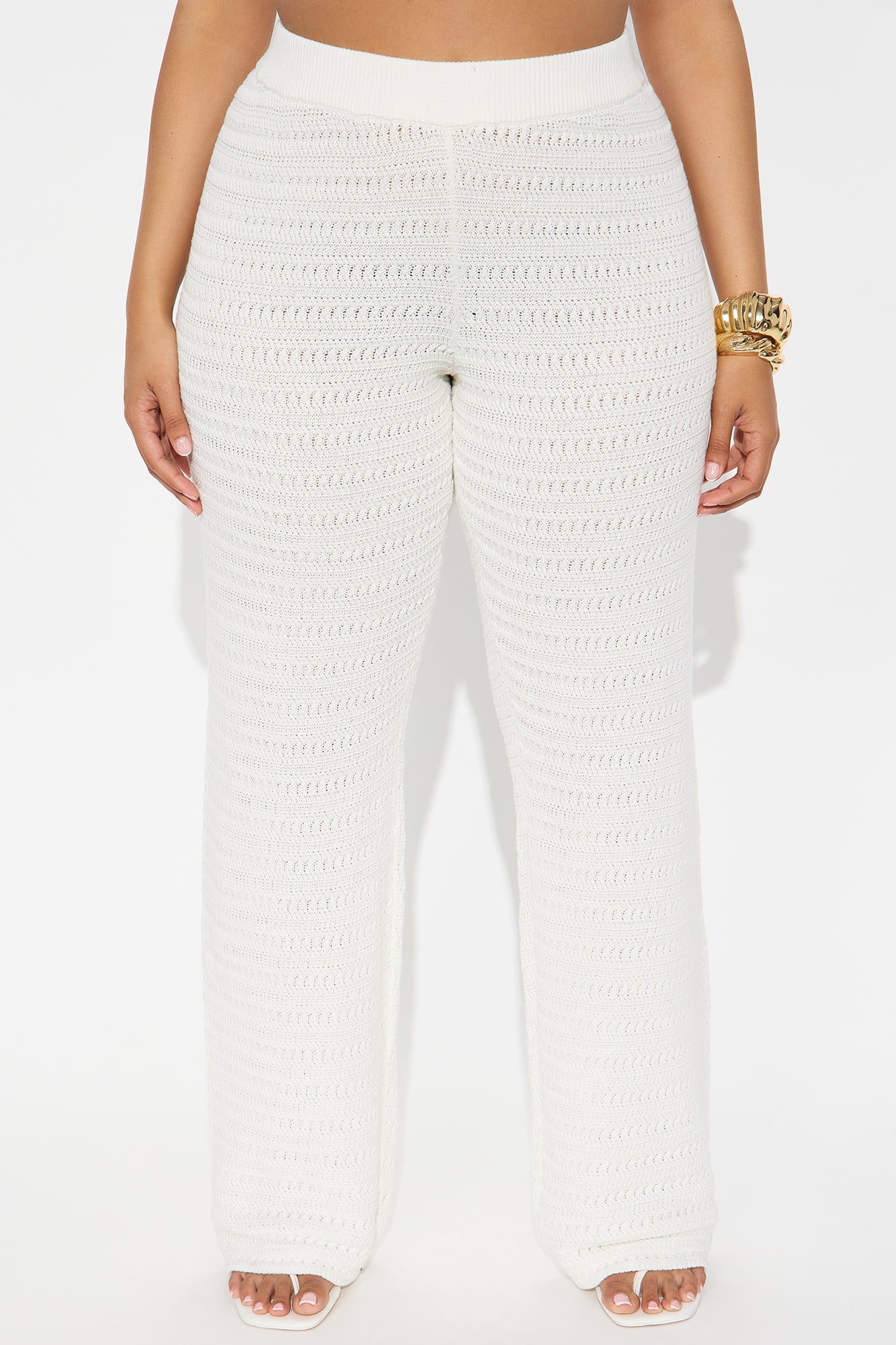 Live In Style Crochet Straight Leg Pant - White