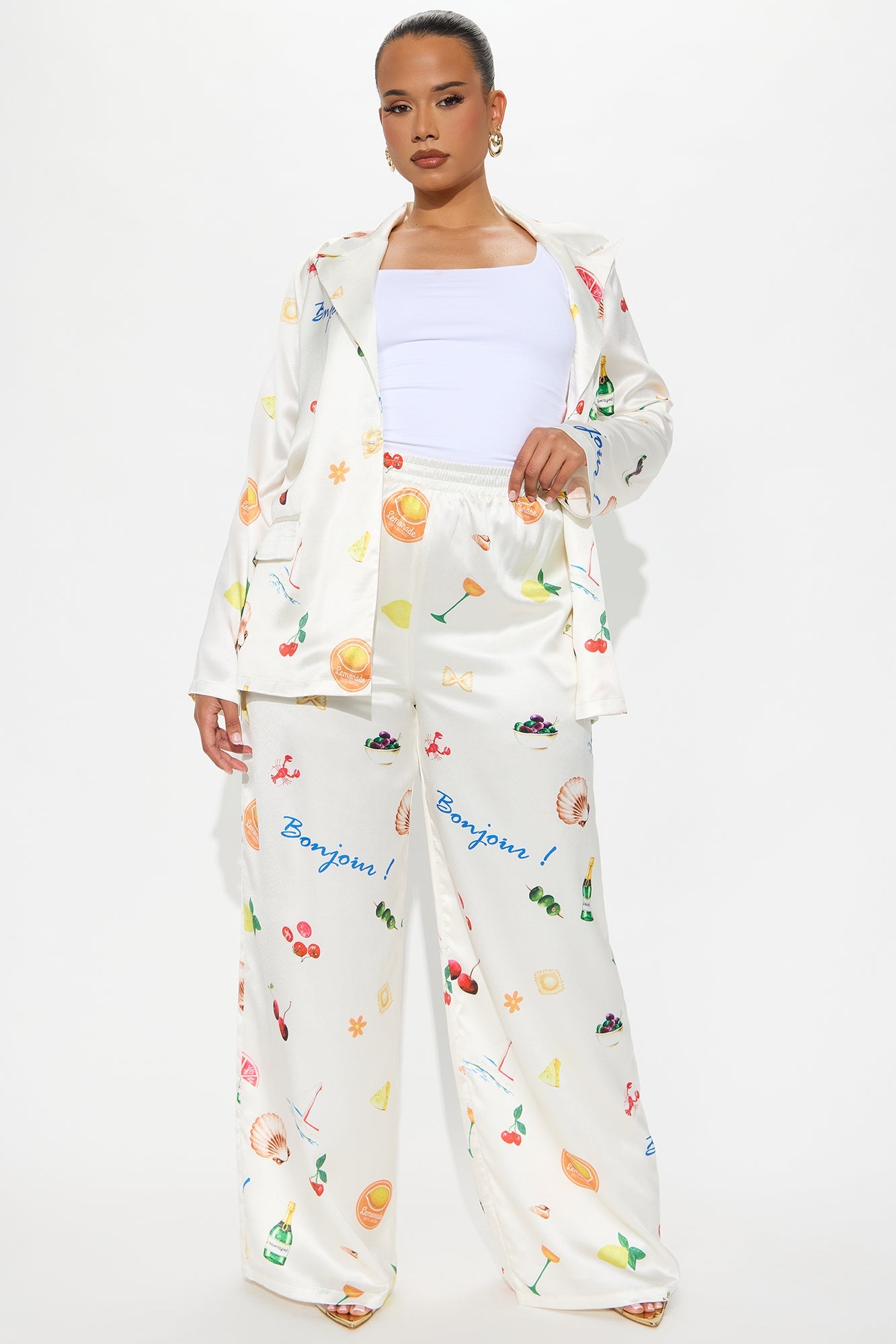 Coastal Getaway Wide Leg Trouser Pants - Cream