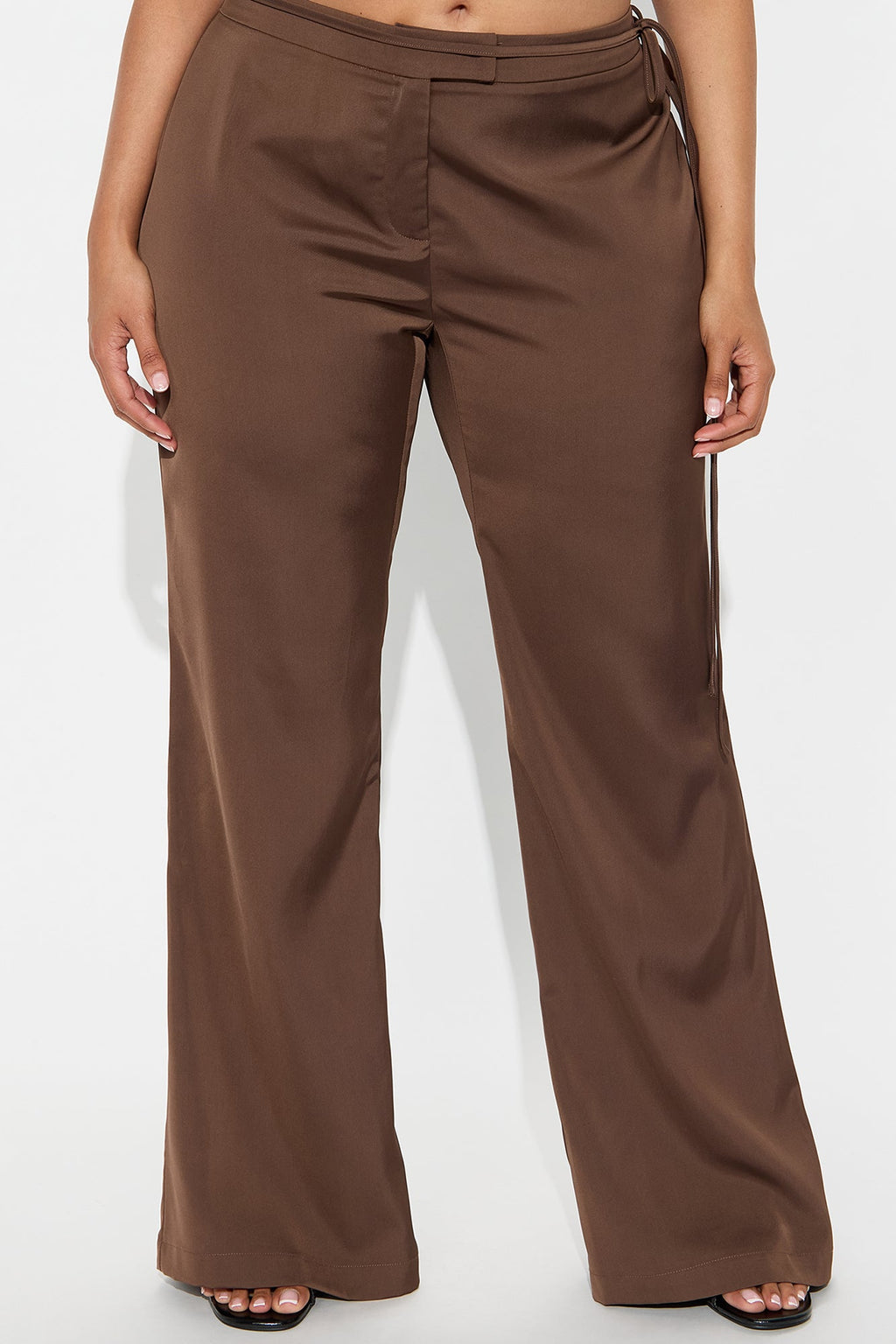 Front Page Headline Wide Leg Trouser Pant - Chocolate