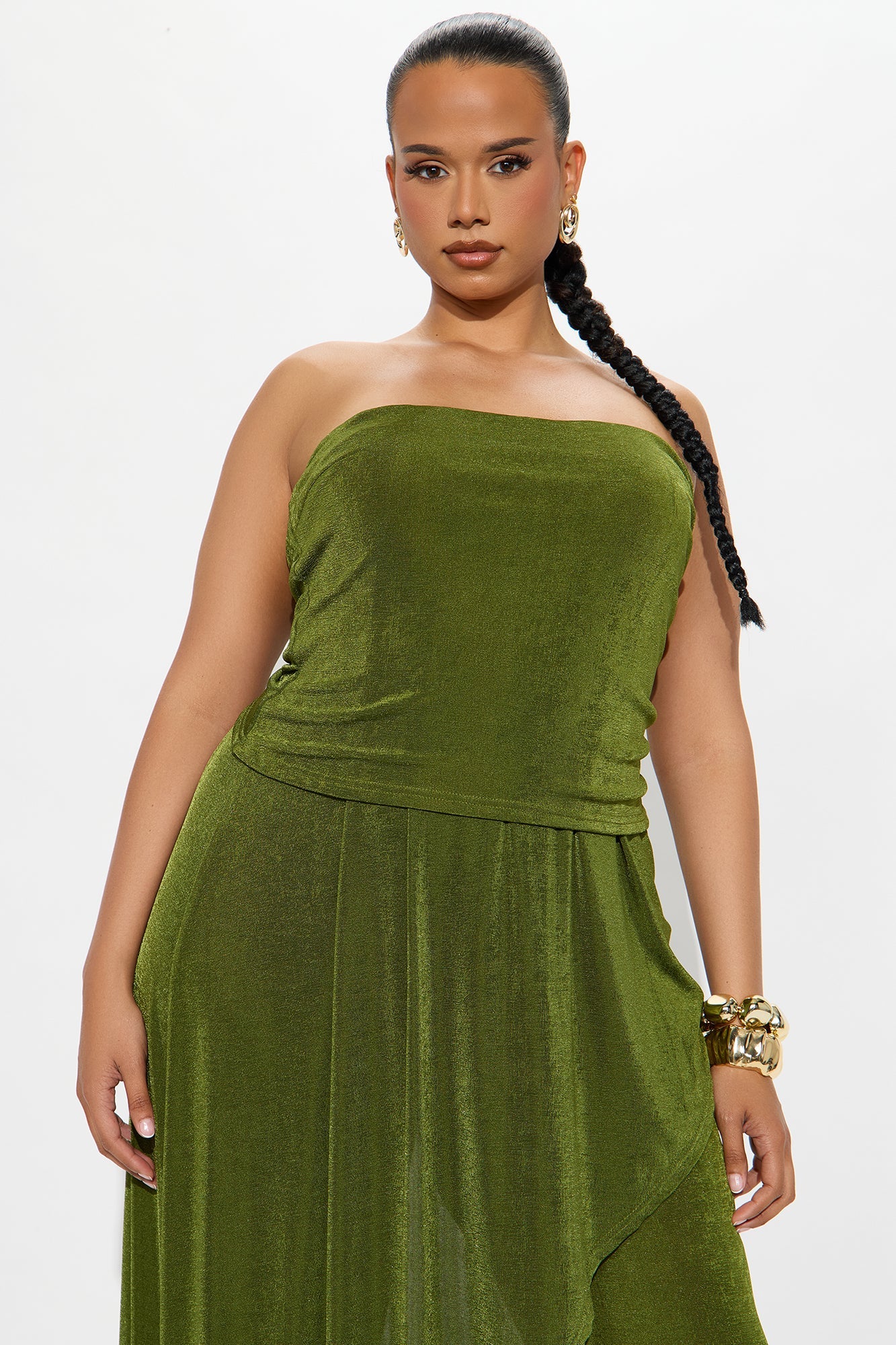 Lea Asymmetrical Top And Pant Set - Olive