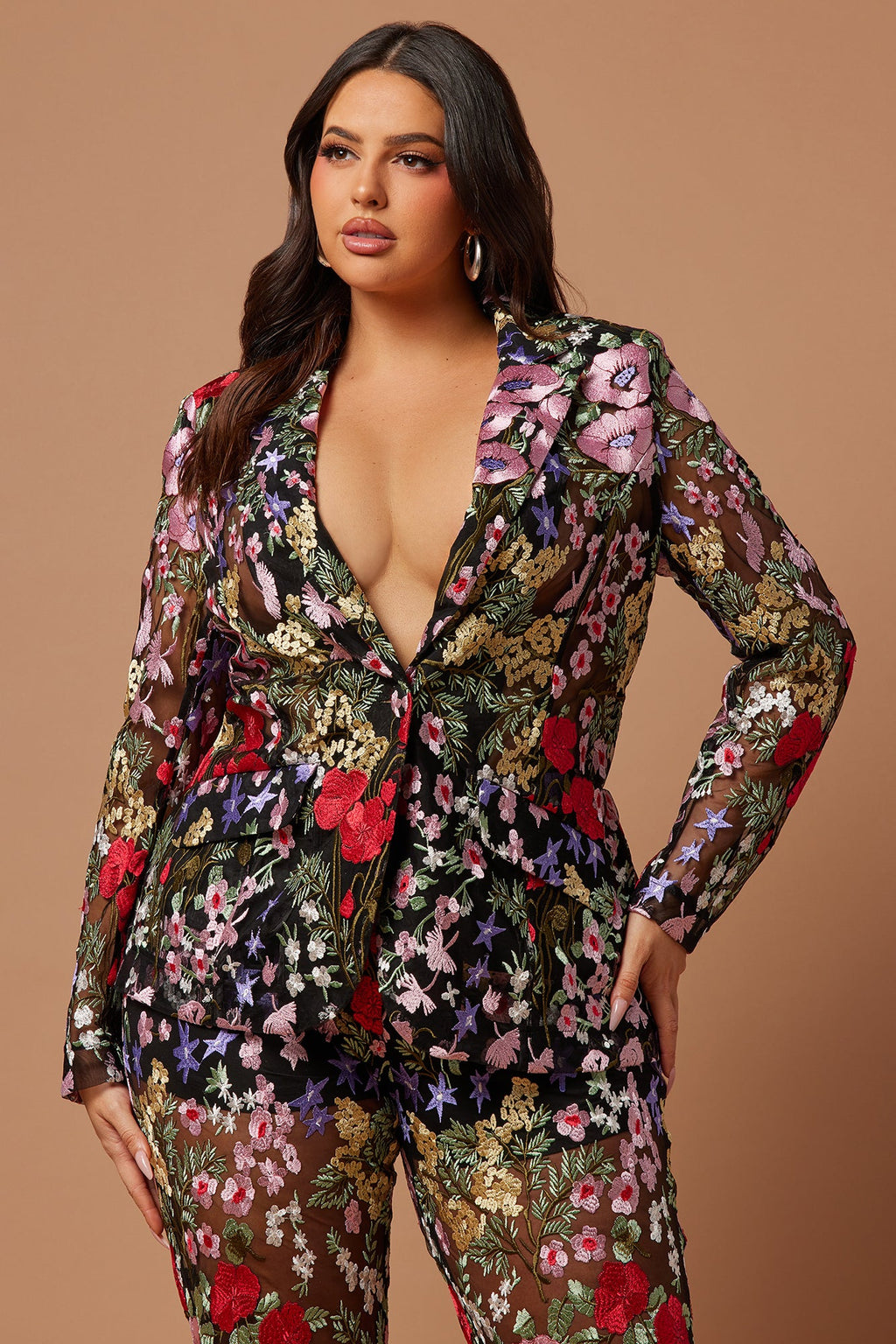 Erin Embroidered Blazer - Black/combo