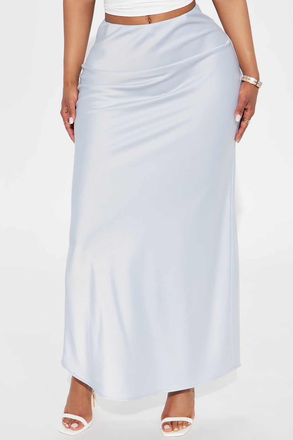 Brunch to GNO Satin Maxi Skirt - Silver