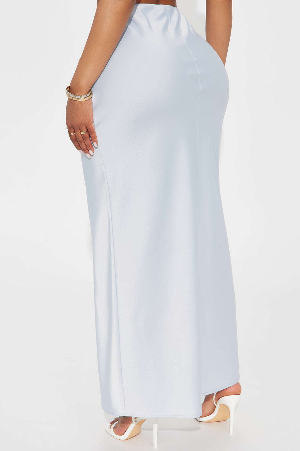 Brunch to GNO Satin Maxi Skirt - Silver