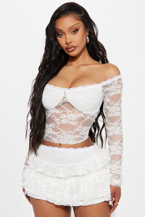 Adryana Ruffled Lace Skirt Set - Ivory