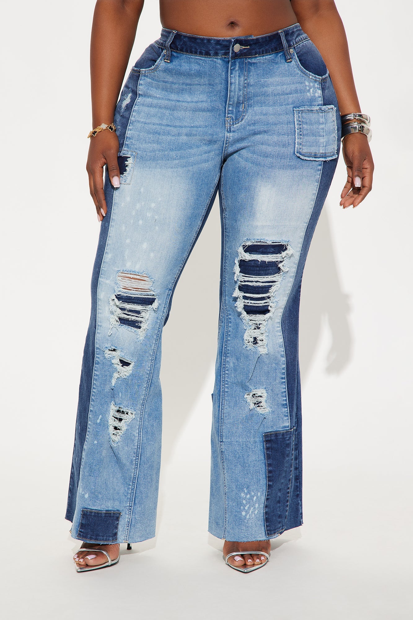 Free Style Low Rise Flare Jeans - Medium Wash