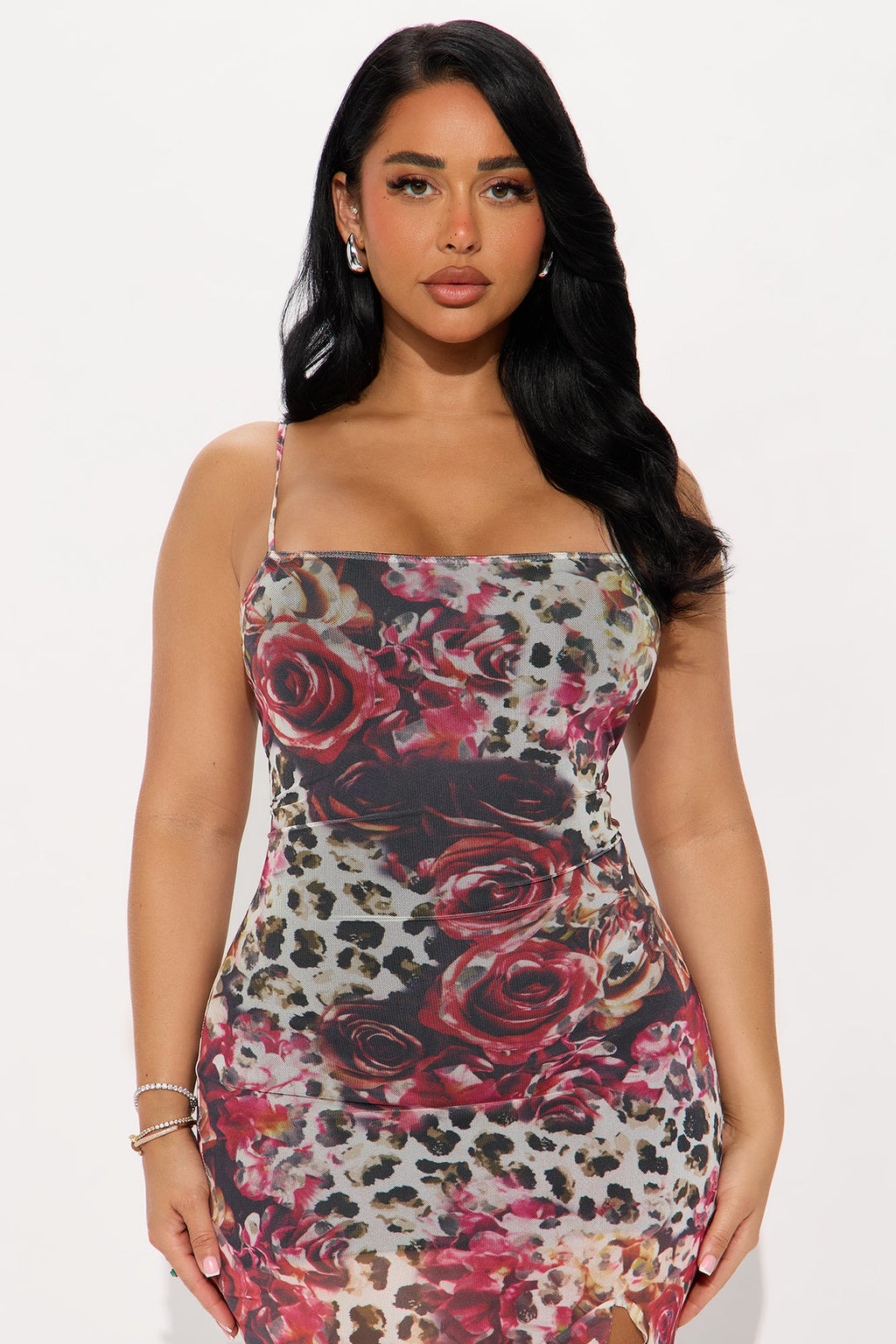 Picking Petals Mesh Maxi Dress - Ivory/combo