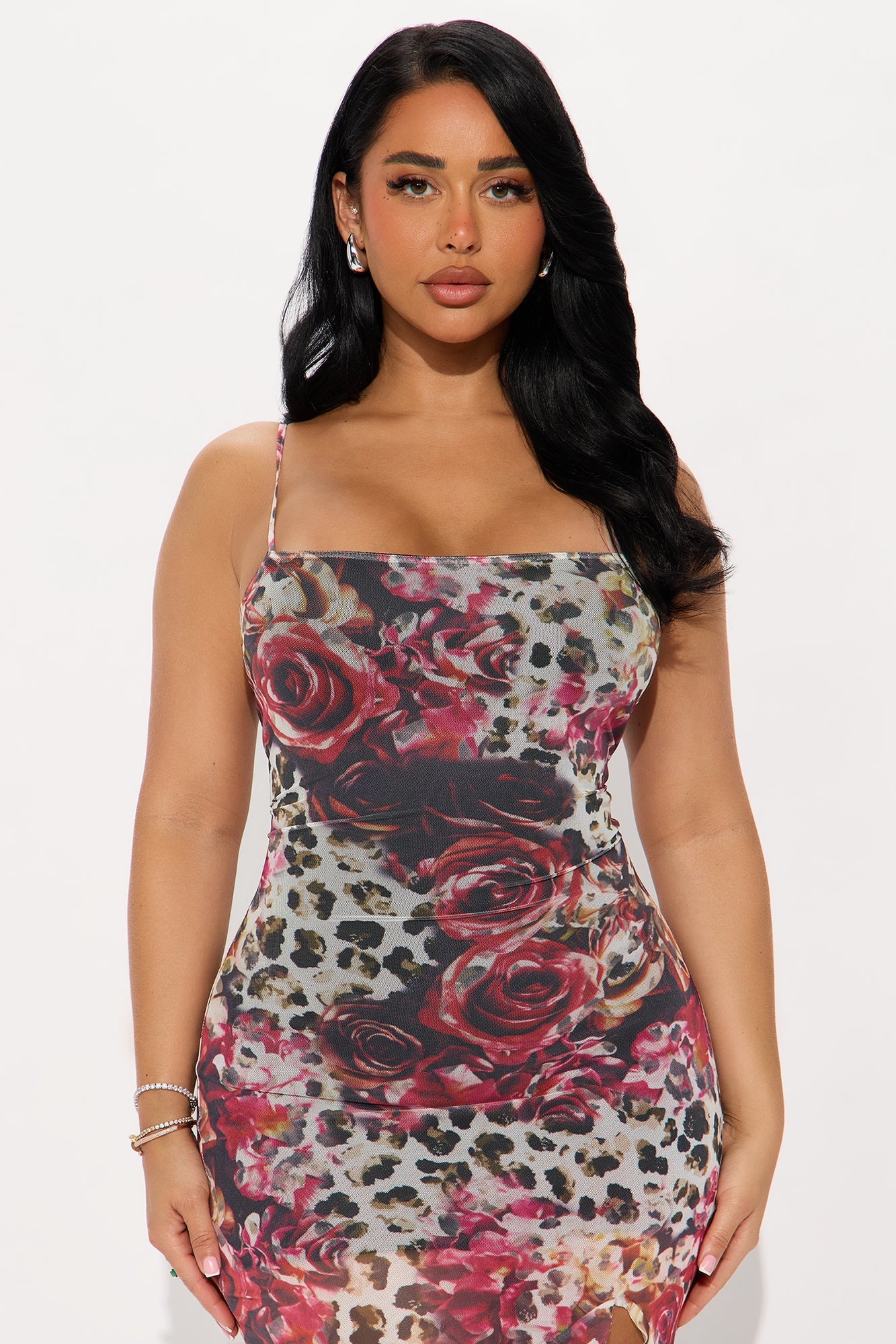 Picking Petals Mesh Maxi Dress - Ivory/combo