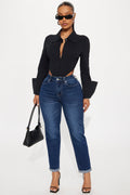 Clara Super Stretch Sculpting Mom Jeans - Dark Wash