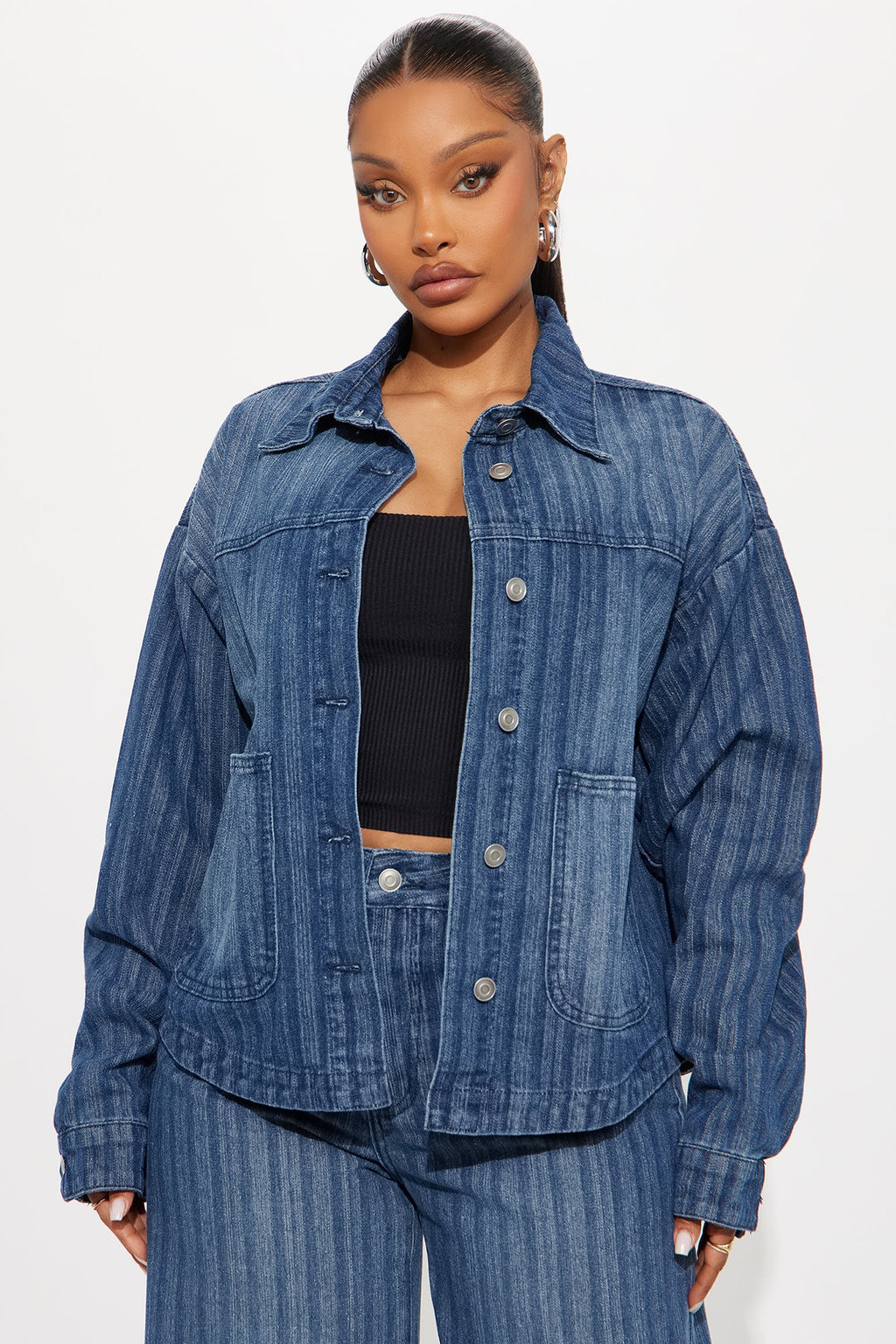 Preston Jacquard Denim Jacket - Dark Wash