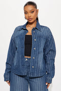 Preston Jacquard Denim Jacket - Dark Wash