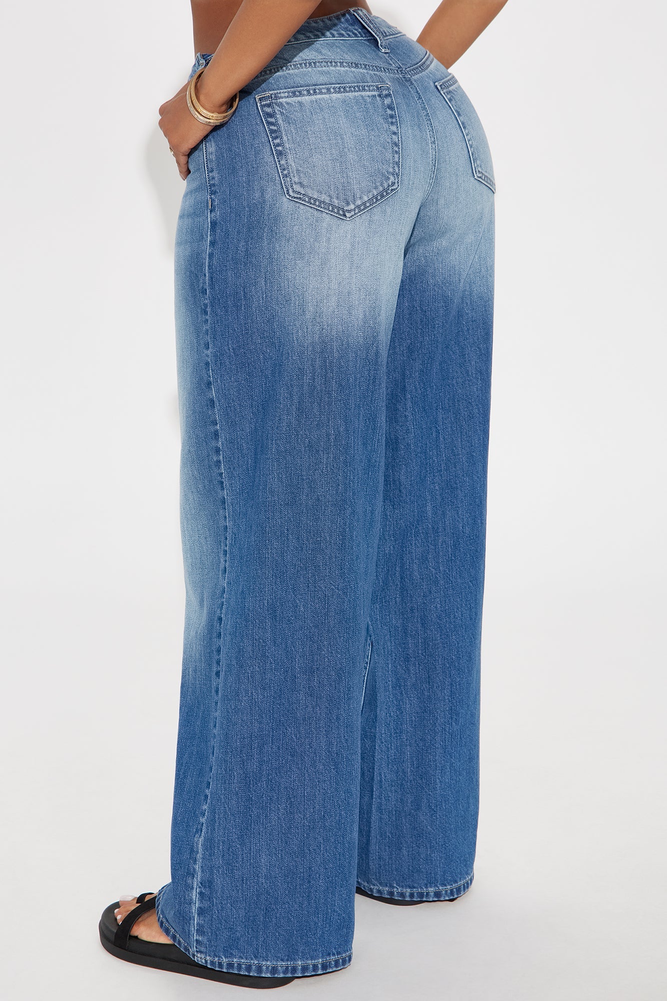 Masterpiece Crossover Wide Leg Jeans - Medium Wash
