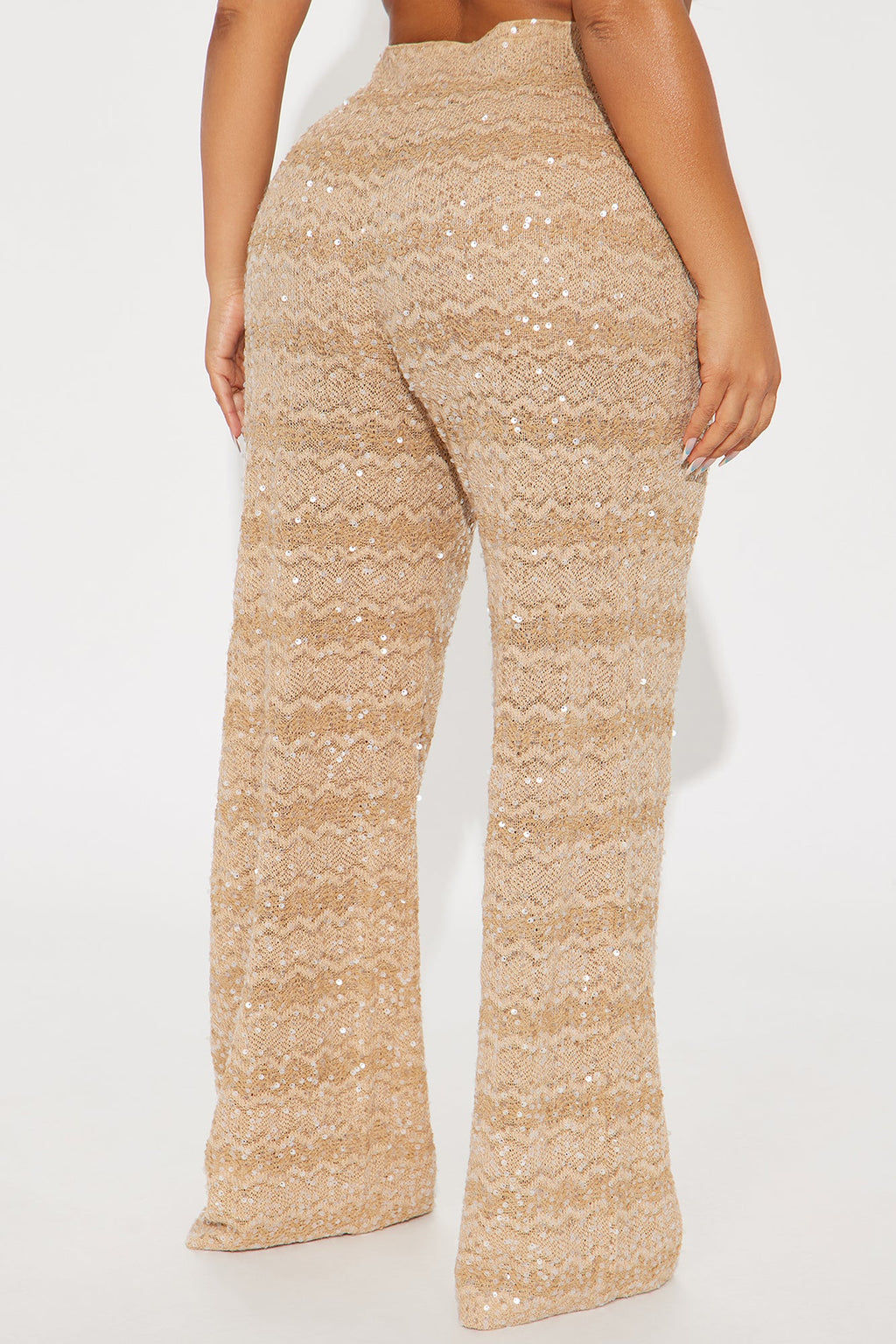 Nayelly Wide Leg Sequin Pant - Tan