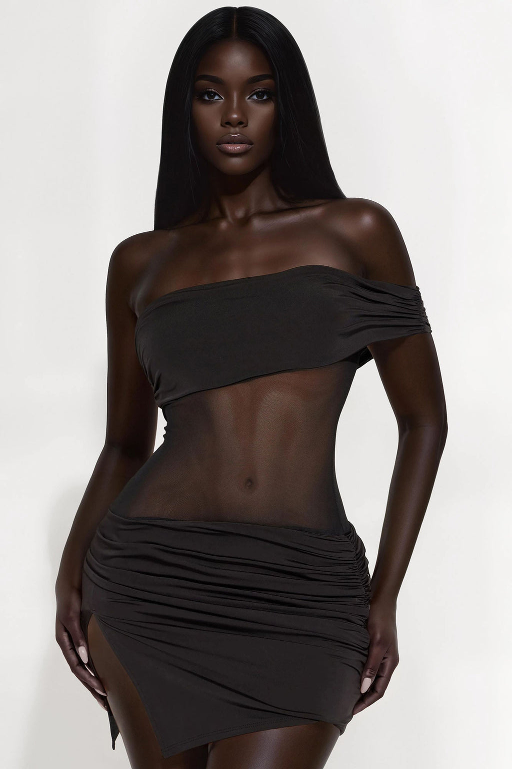 Here For You Sheer Micro Mini Dress - Black