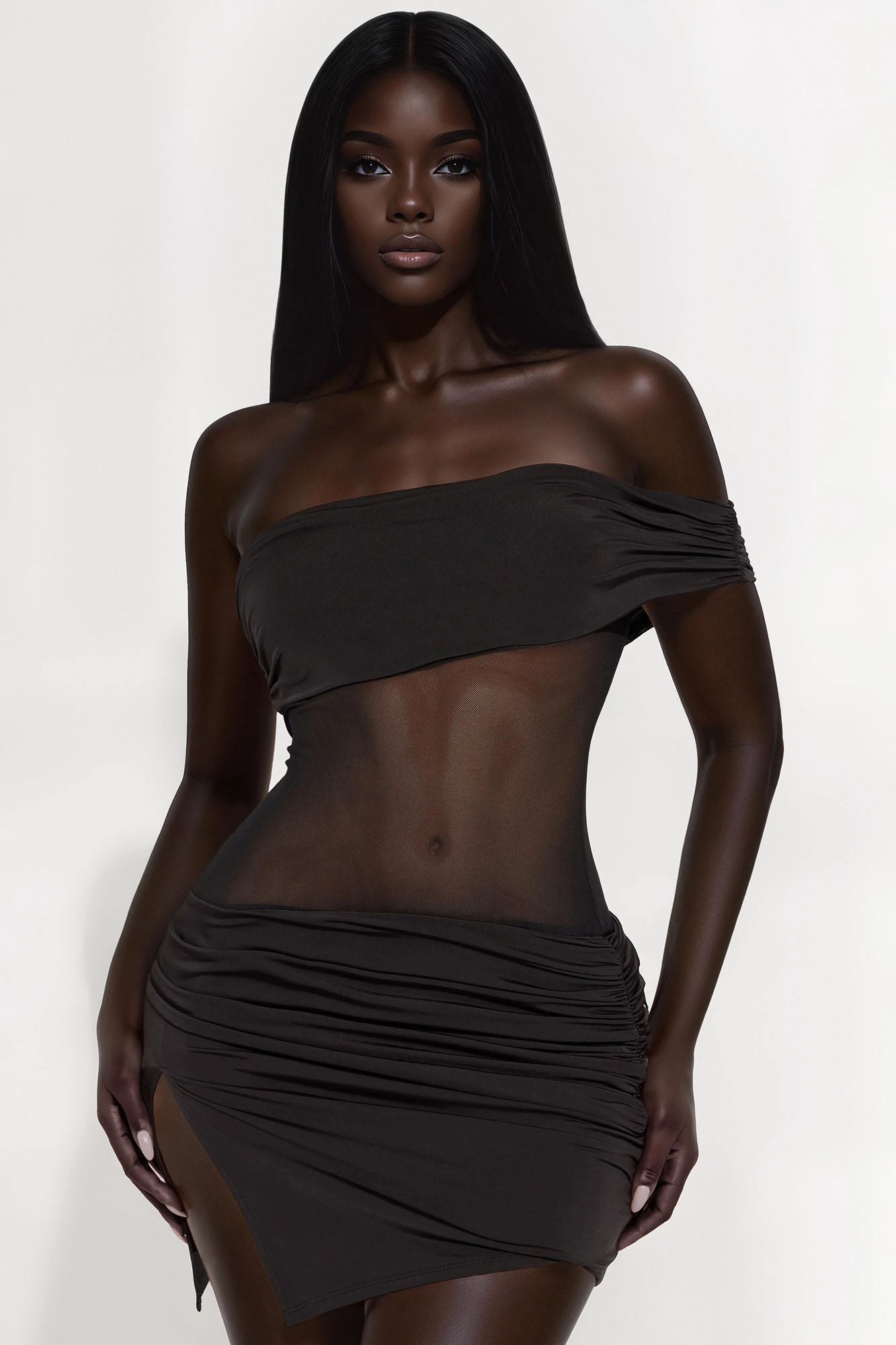 Here For You Sheer Micro Mini Dress - Black