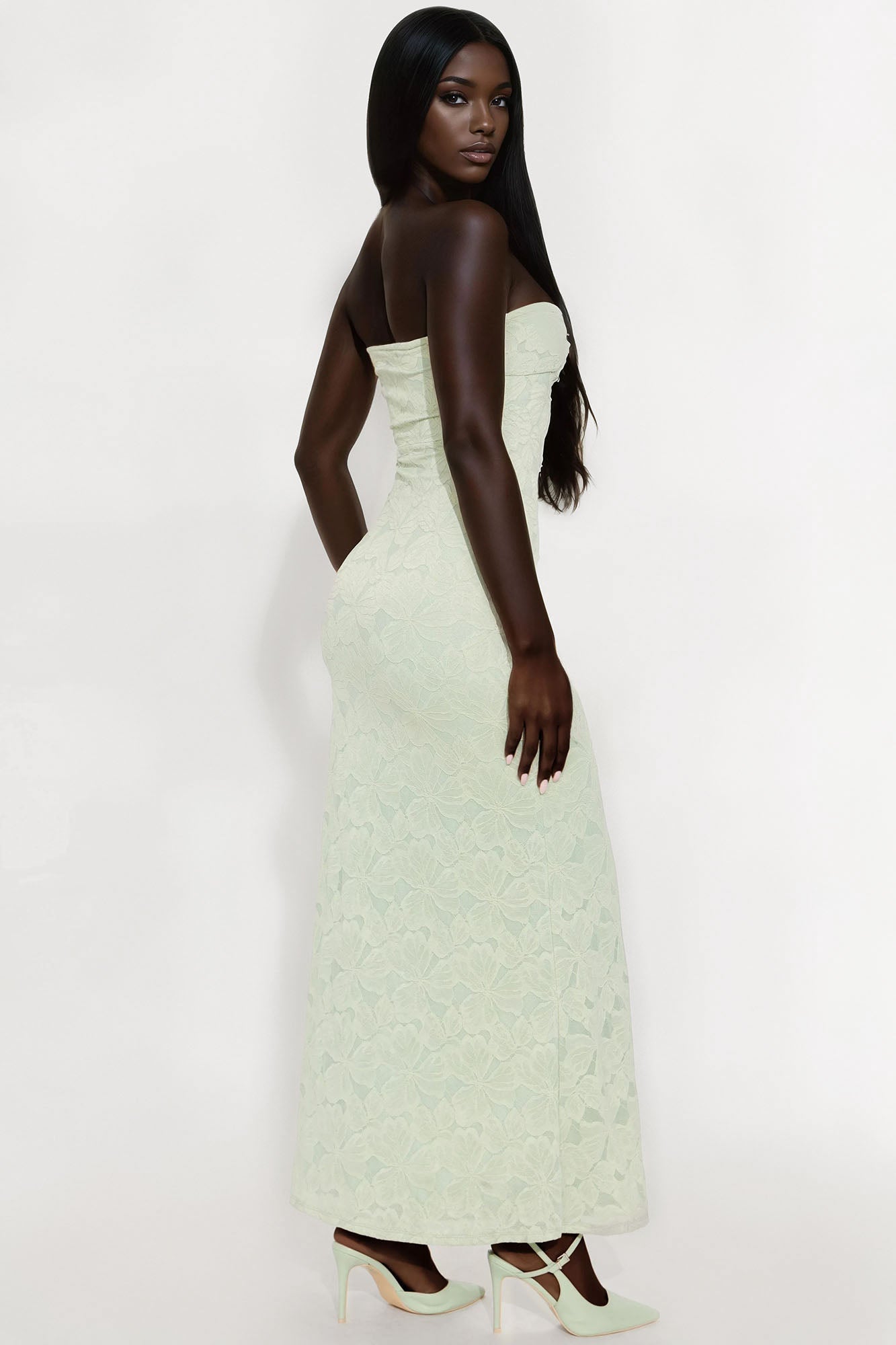 Vanessa Lace Strapless Dress - Sage