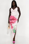 Sweet As Can Be Satin Maxi Dress - Pink/combo