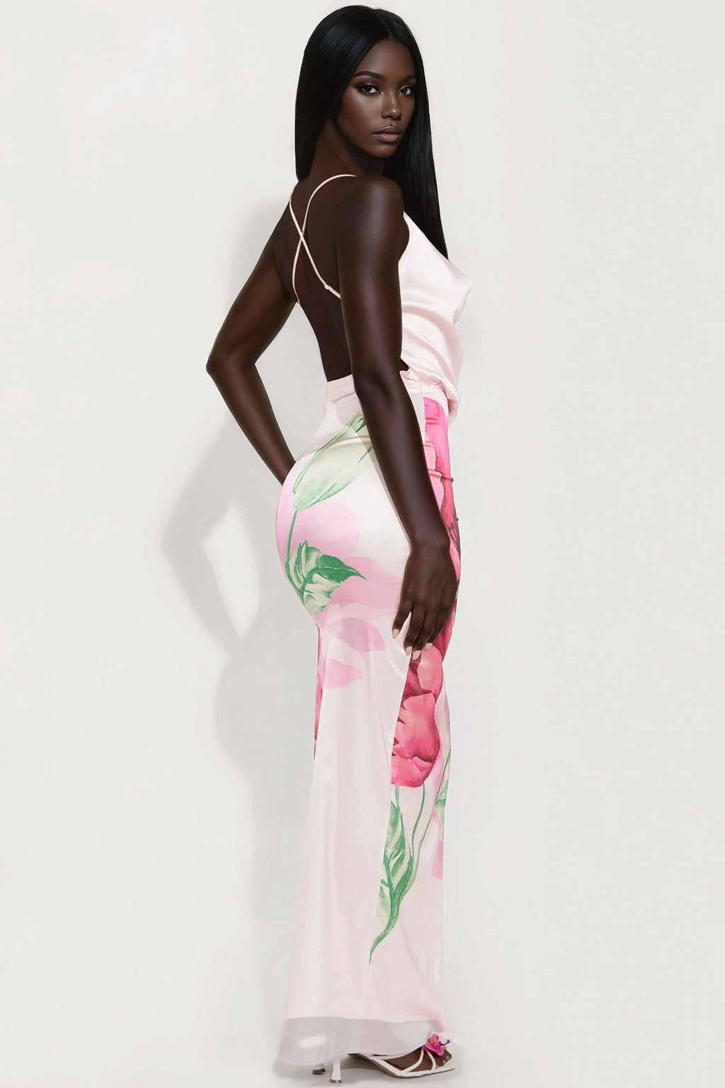 Sweet As Can Be Satin Maxi Dress - Pink/combo