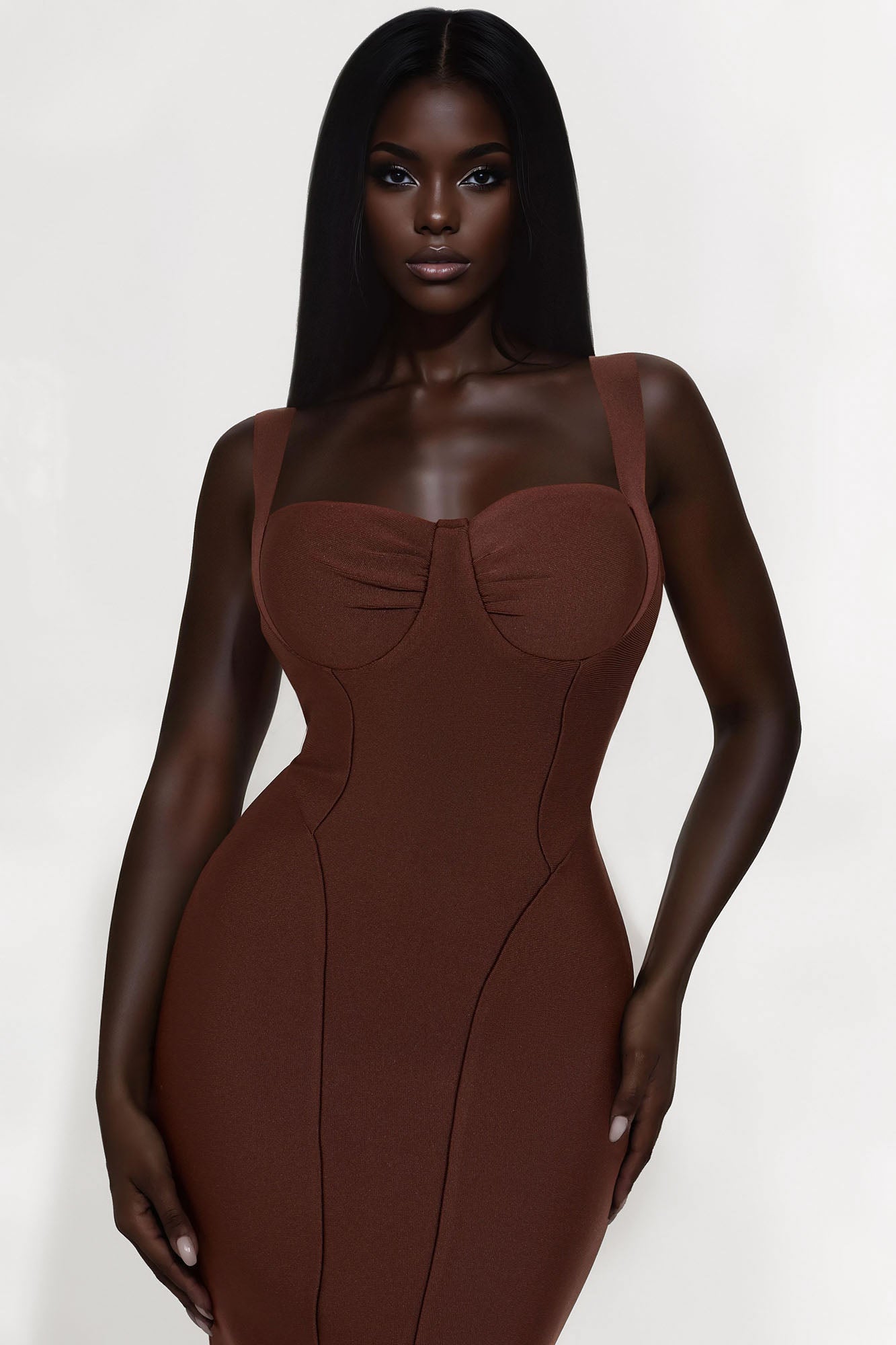 Cierra Bandage Midi Dress - Chocolate