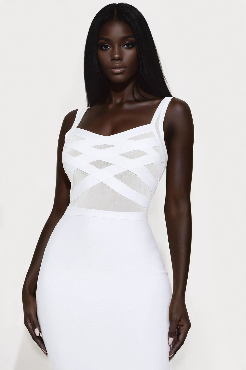 Cassidy Bandage Midi Dress - White