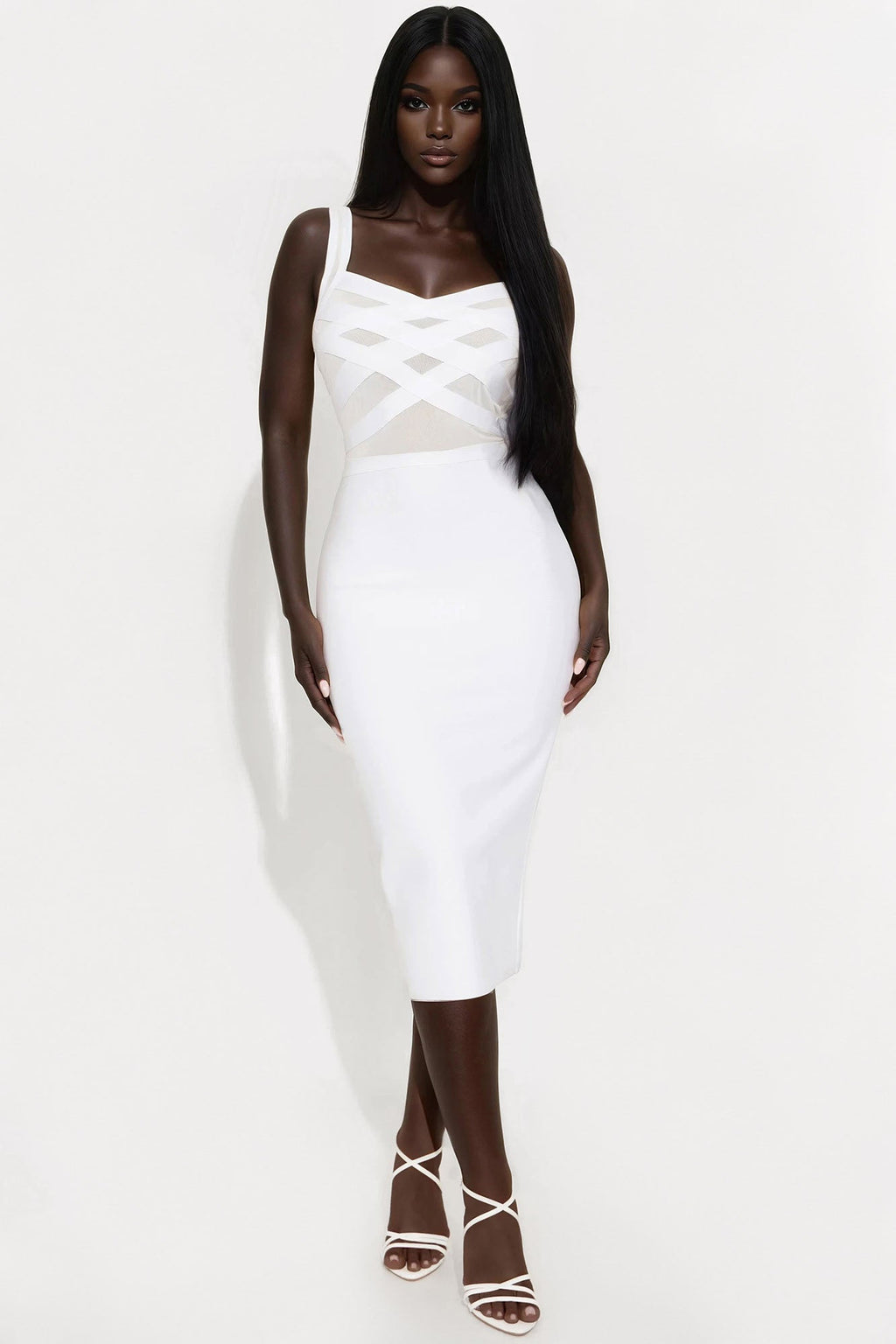 Cassidy Bandage Midi Dress - White