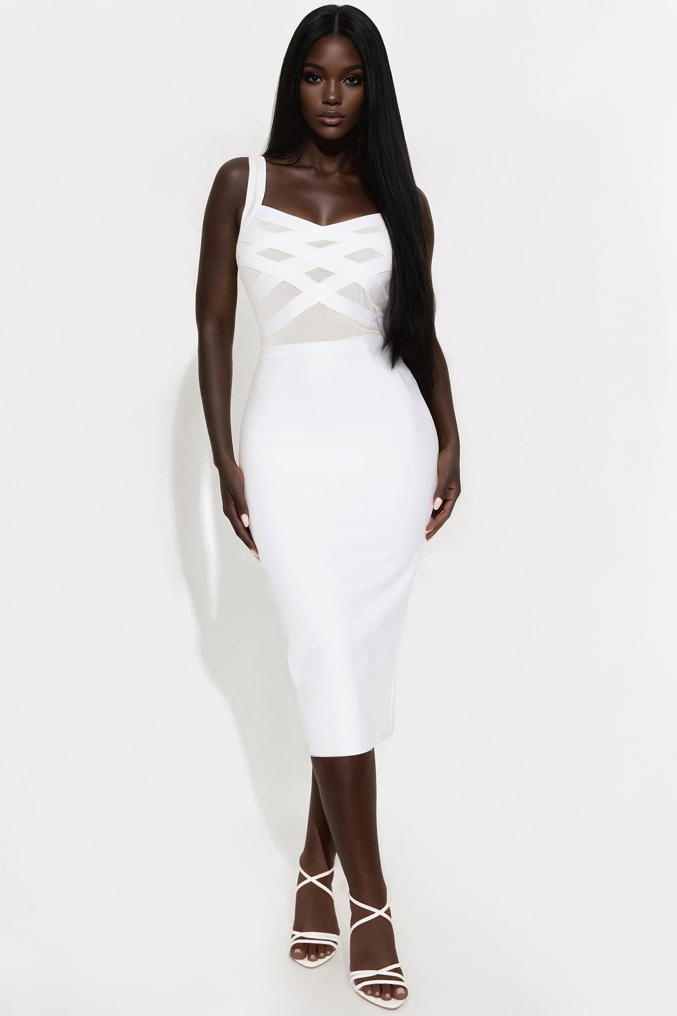 Cassidy Bandage Midi Dress - White