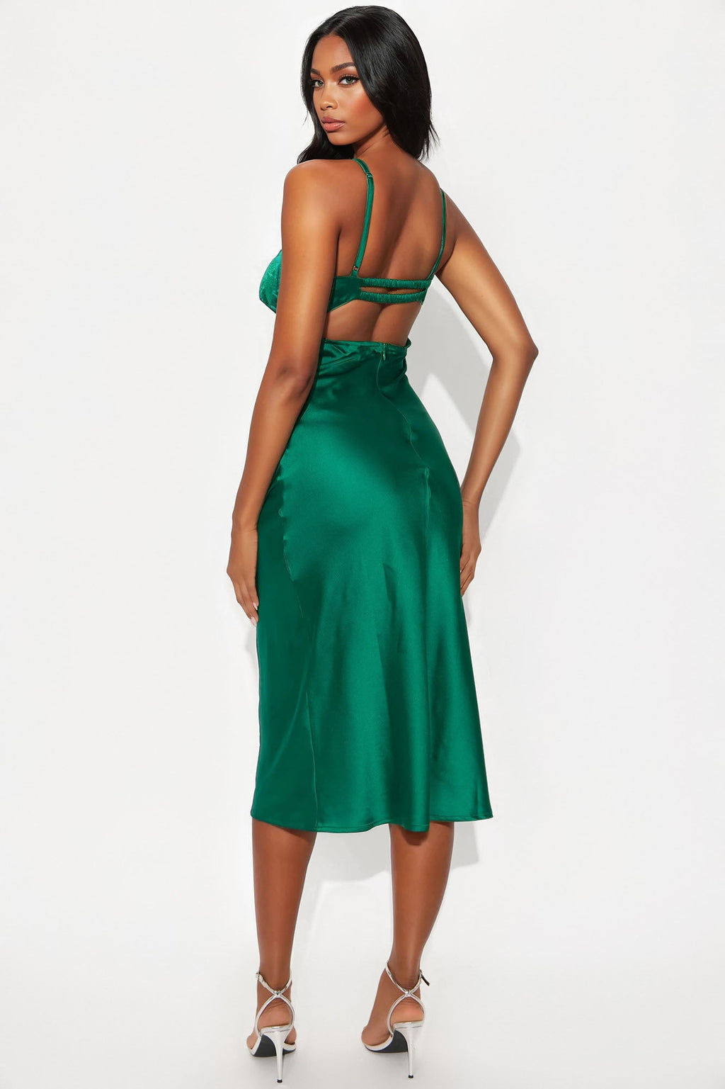 Purely Passionate Satin Midi Dress - Kelly Green