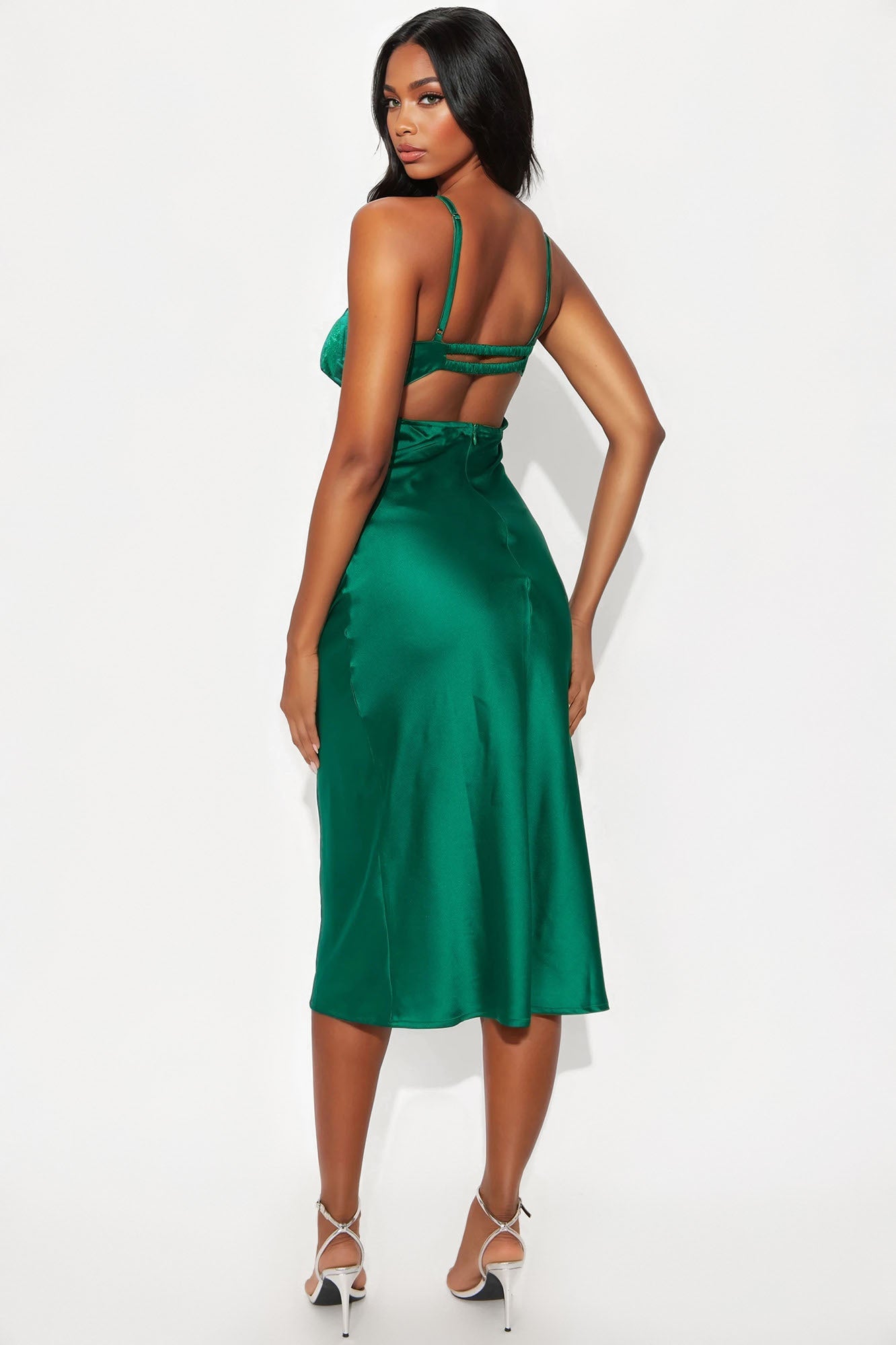 Purely Passionate Satin Midi Dress - Kelly Green