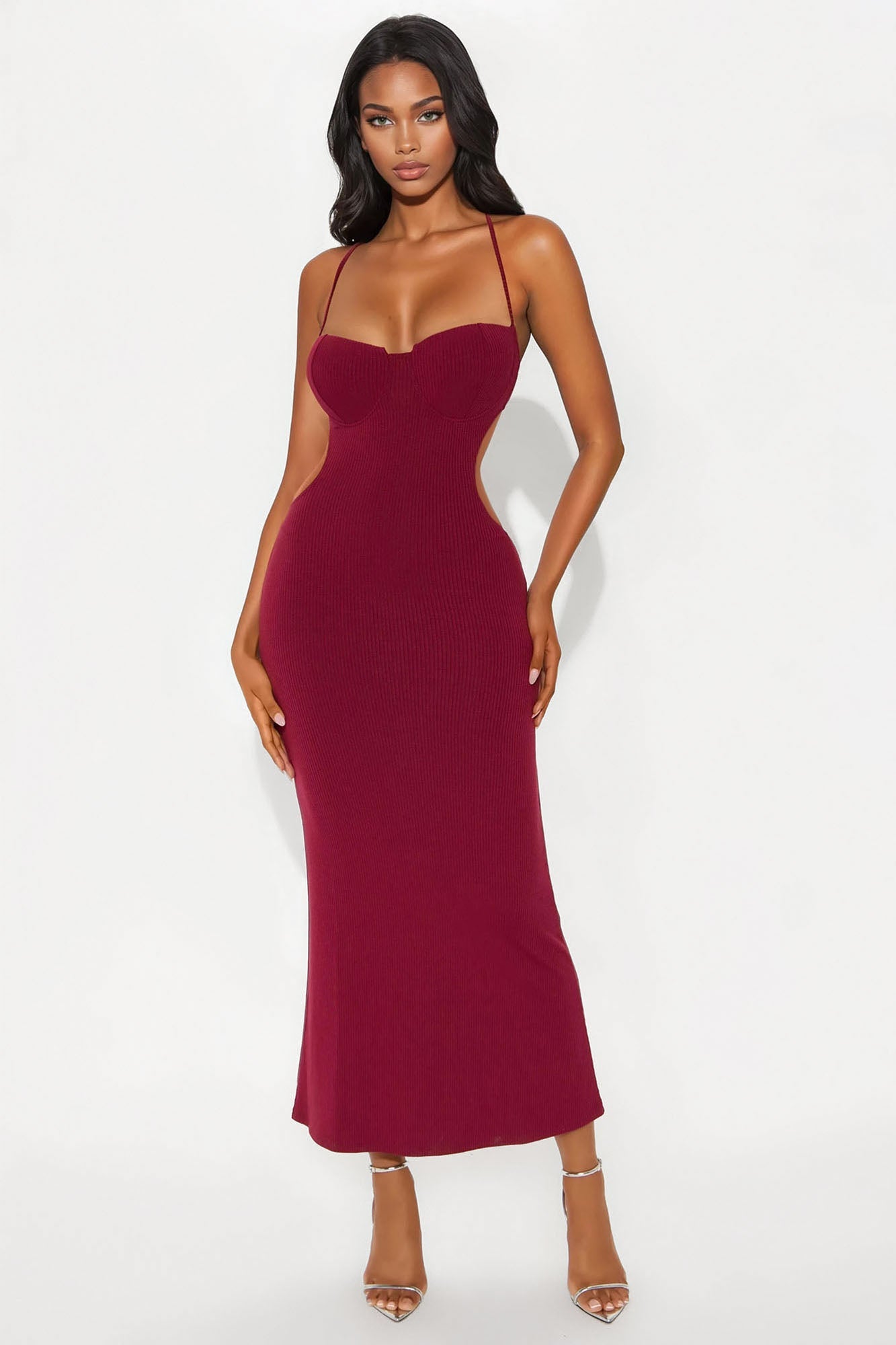 Layla Ribbed Maxi Dress - Wine